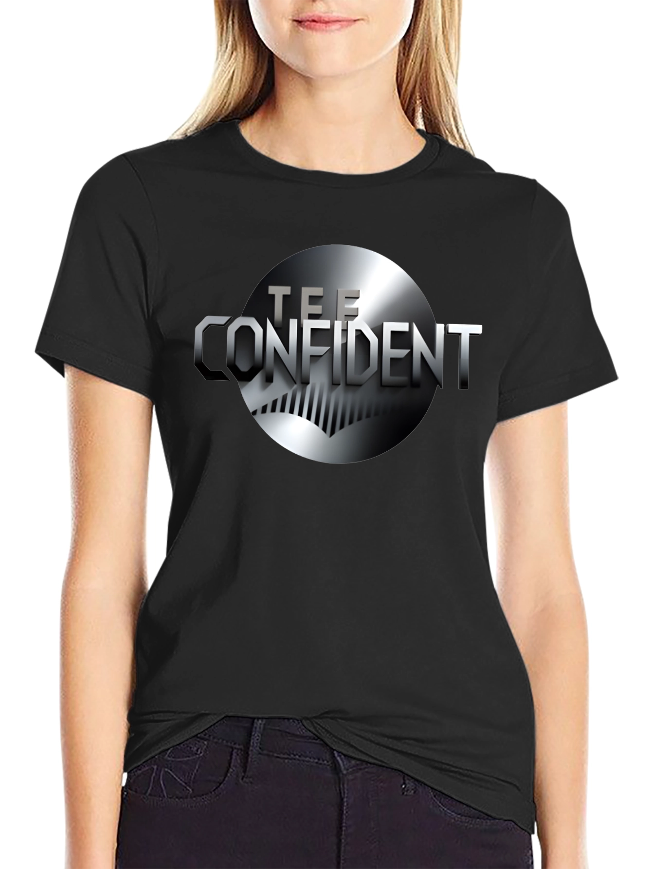 Tee Confident Black Graphic T-Shirt - Modern Design