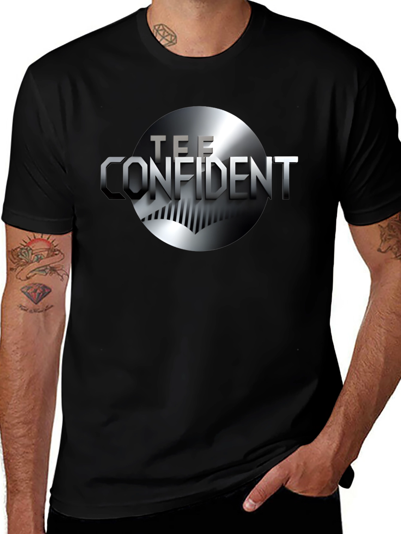 Tee Confident Black Graphic T-Shirt - Modern Design