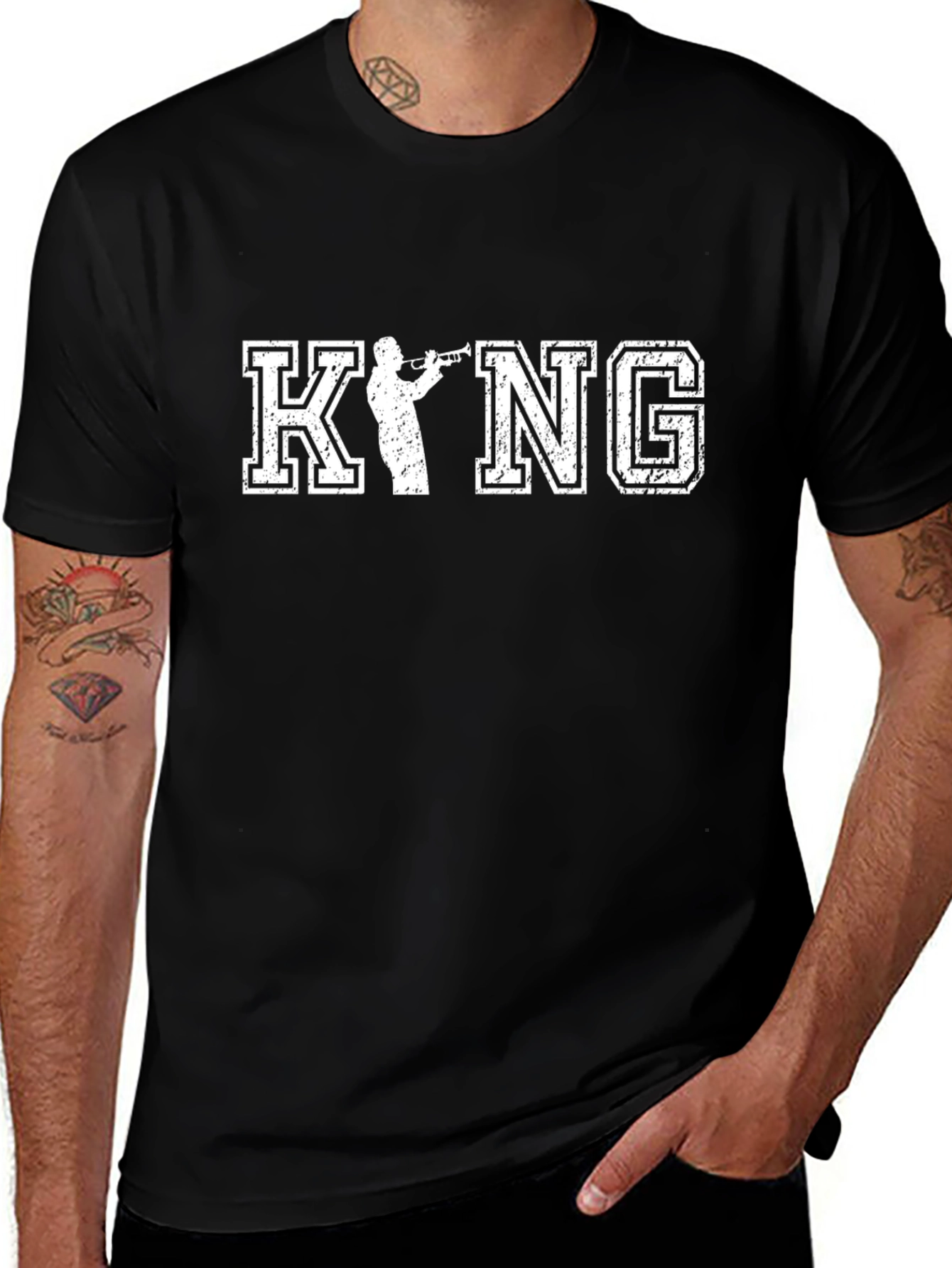 KYNG Trumpet Player Black Graphic T-Shirt
