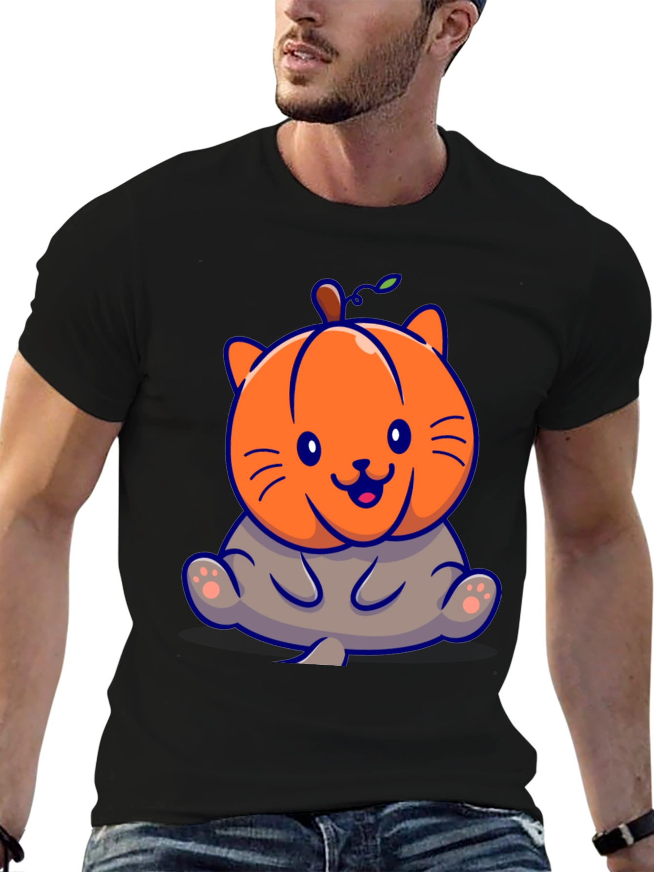 Pumpkin Cat Halloween Graphic T-Shirt