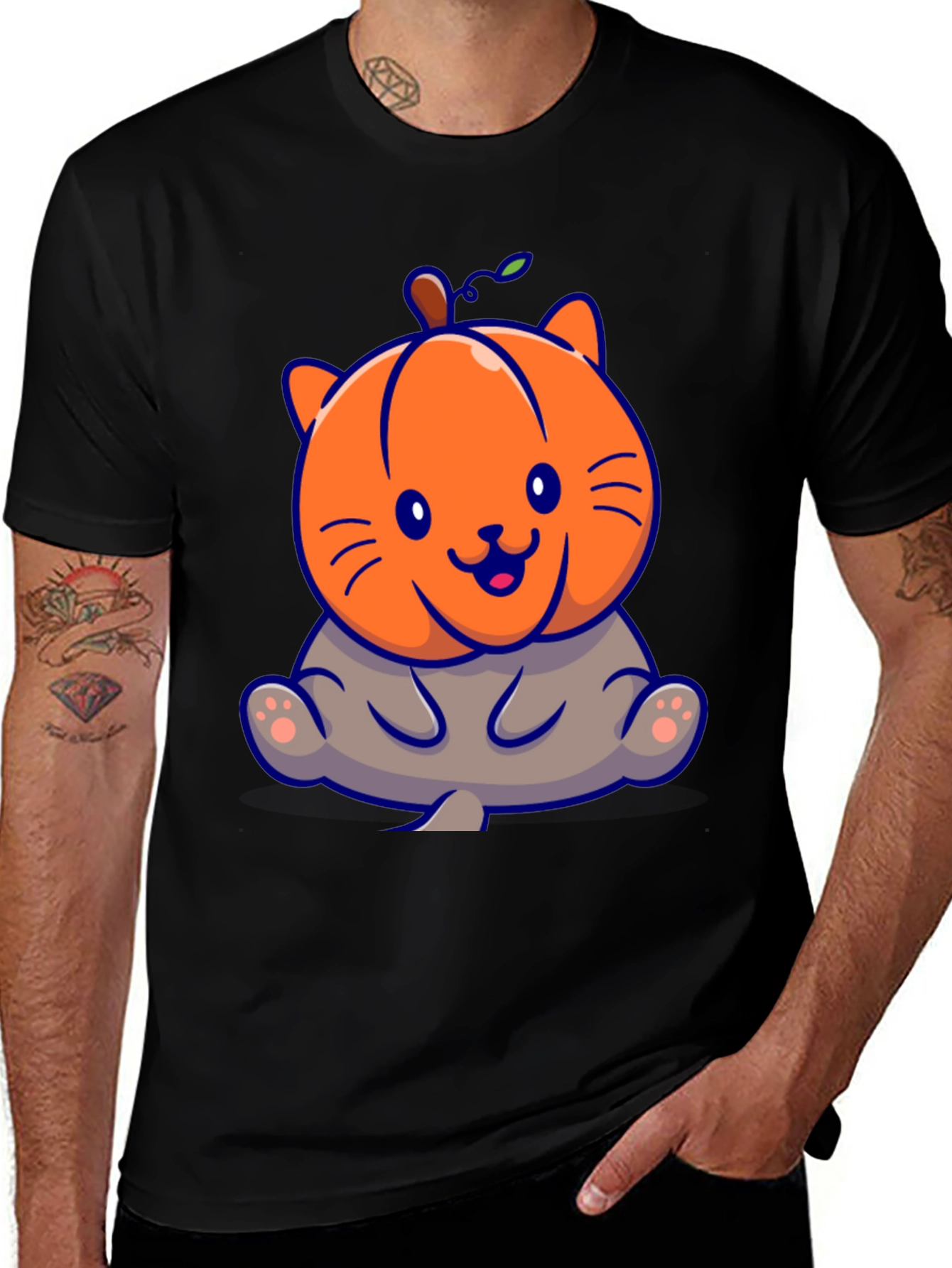Pumpkin Cat Halloween Graphic T-Shirt