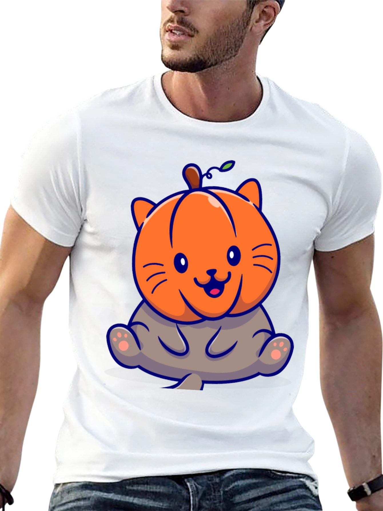 Pumpkin Cat Halloween Graphic T-Shirt