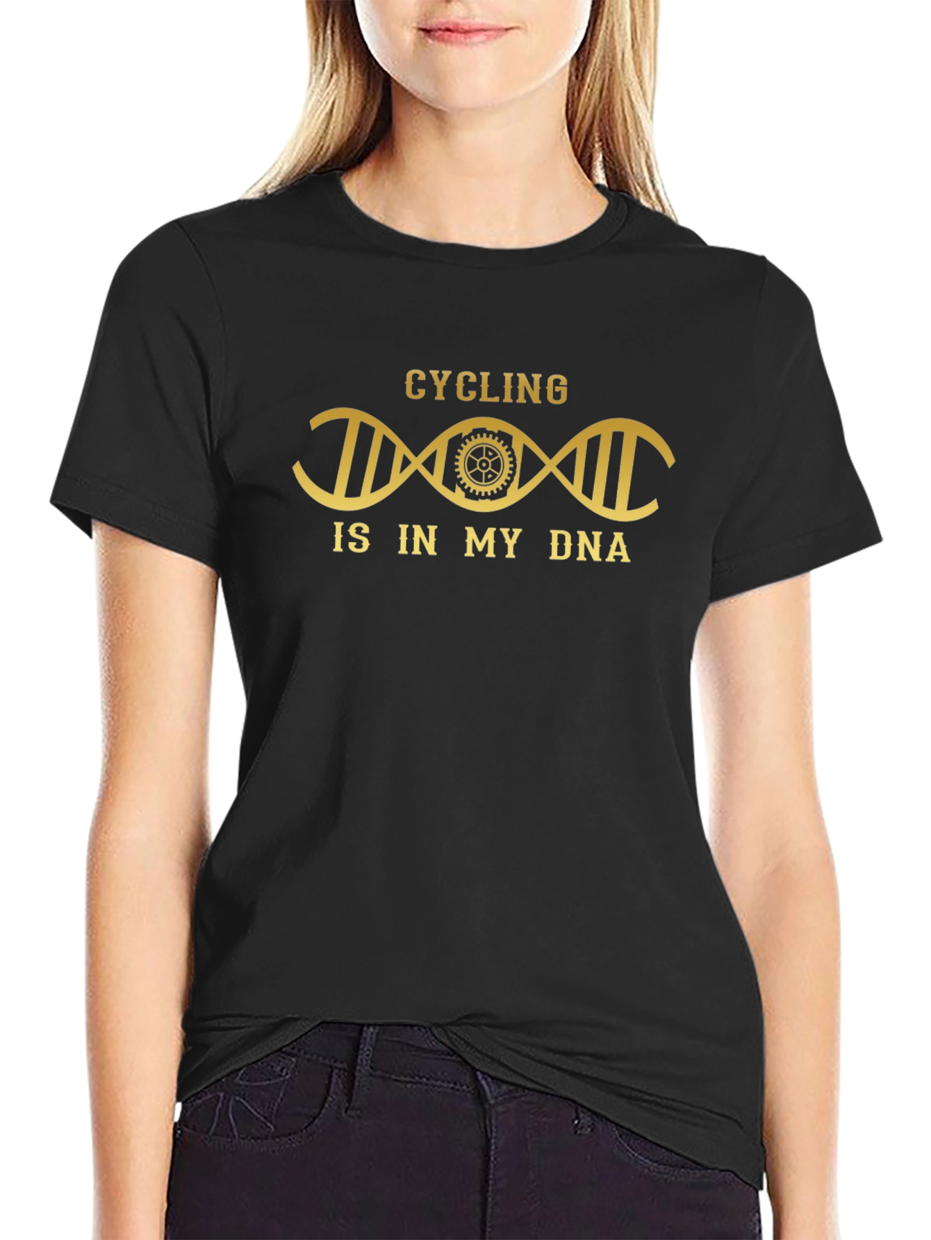 Cycling DNA T-Shirt - Black Cotton Blend