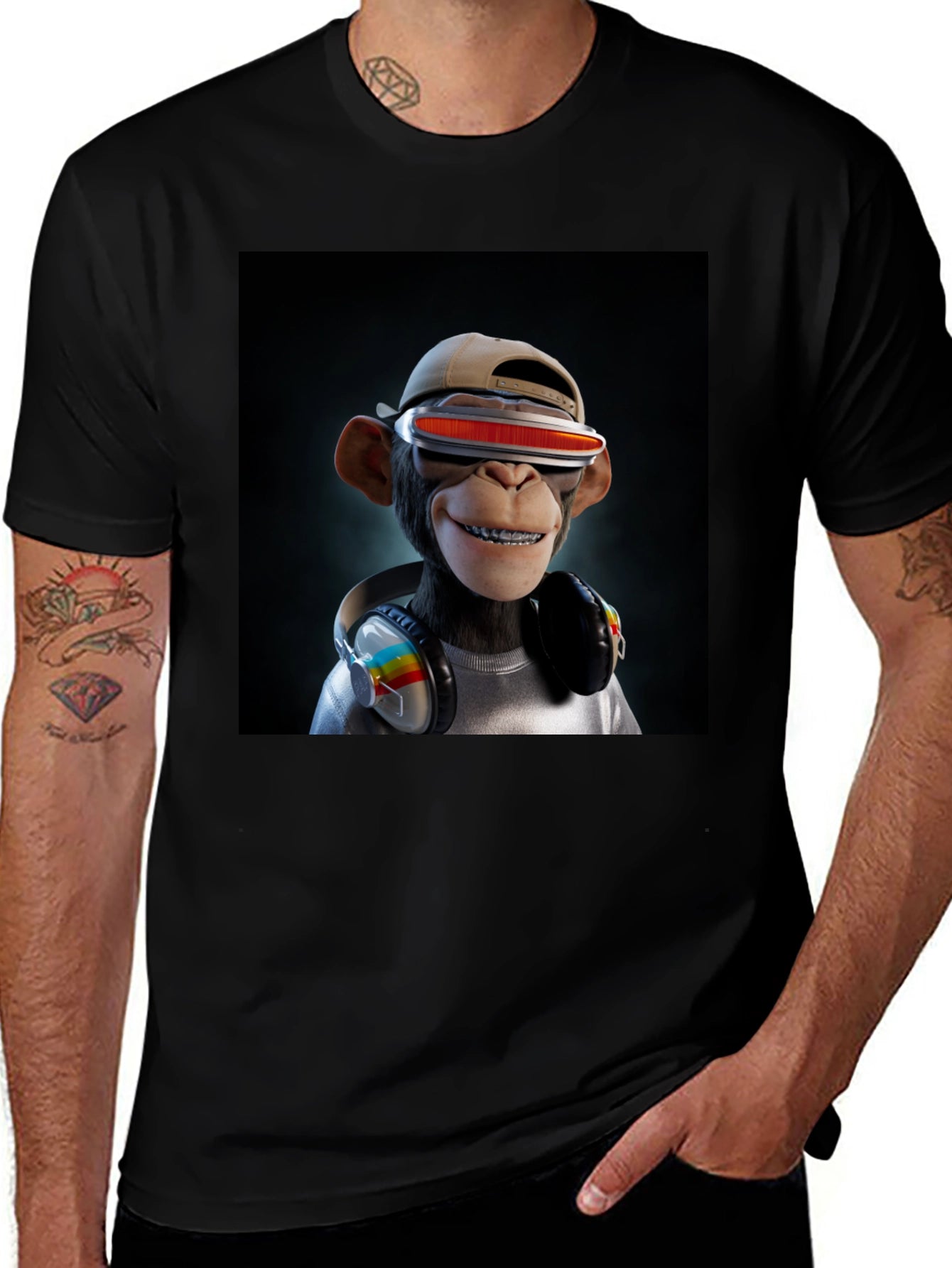 NFT Monkey Graphic Black Tee - Unique Style