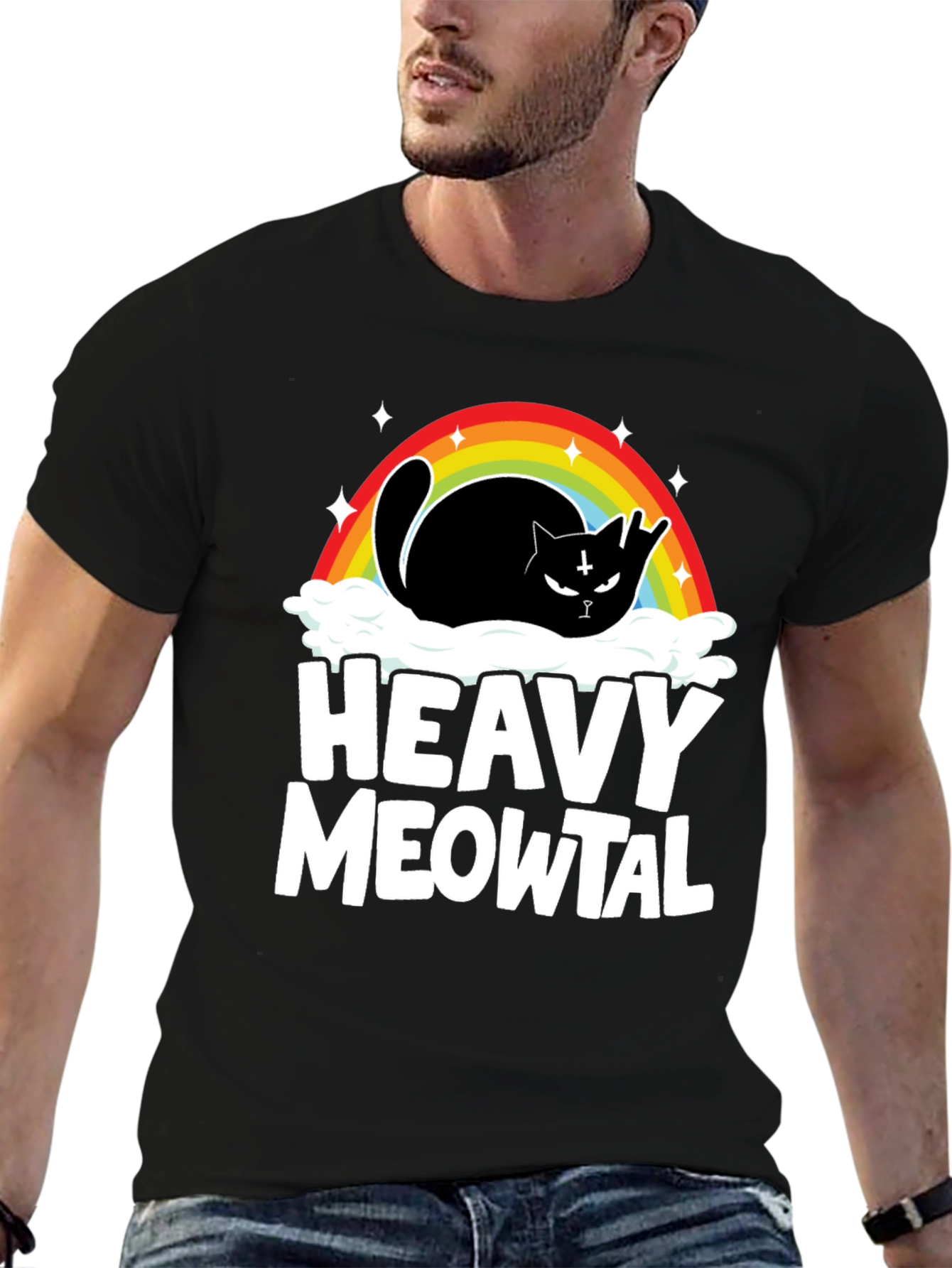 Heavy Meowtal Black Cat T-Shirt