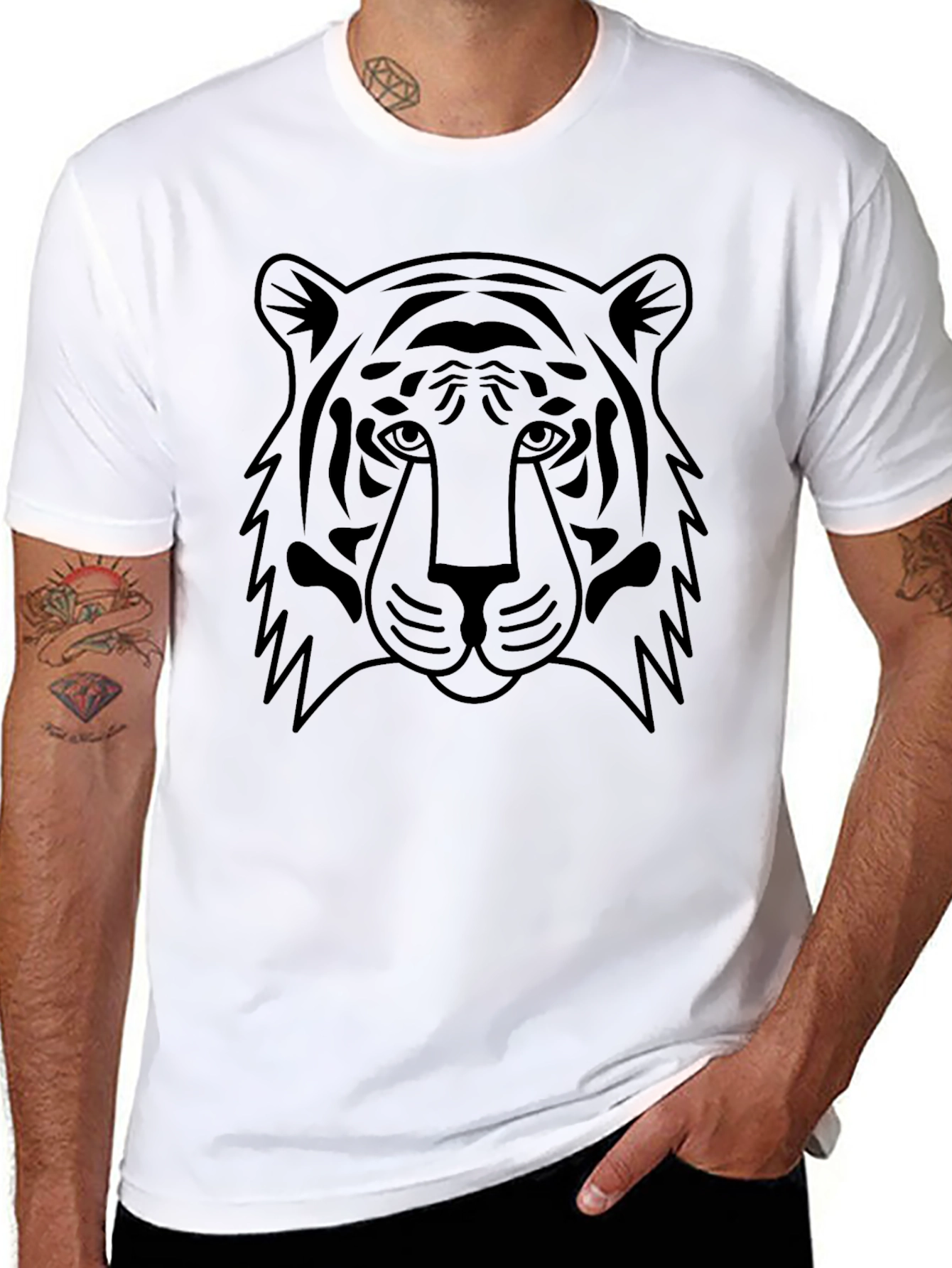 Mens Black Tiger Graphic T-Shirt