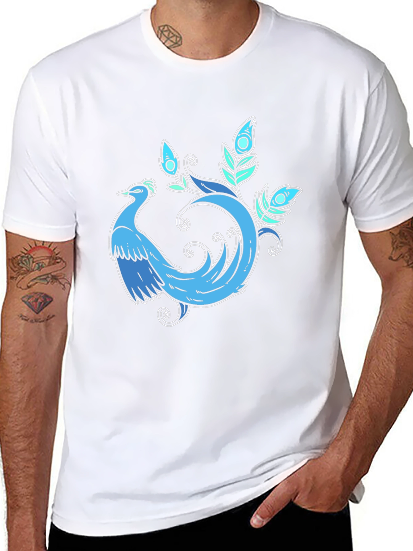 Blue Phoenix Graphic Tee - Stylish Bird Design