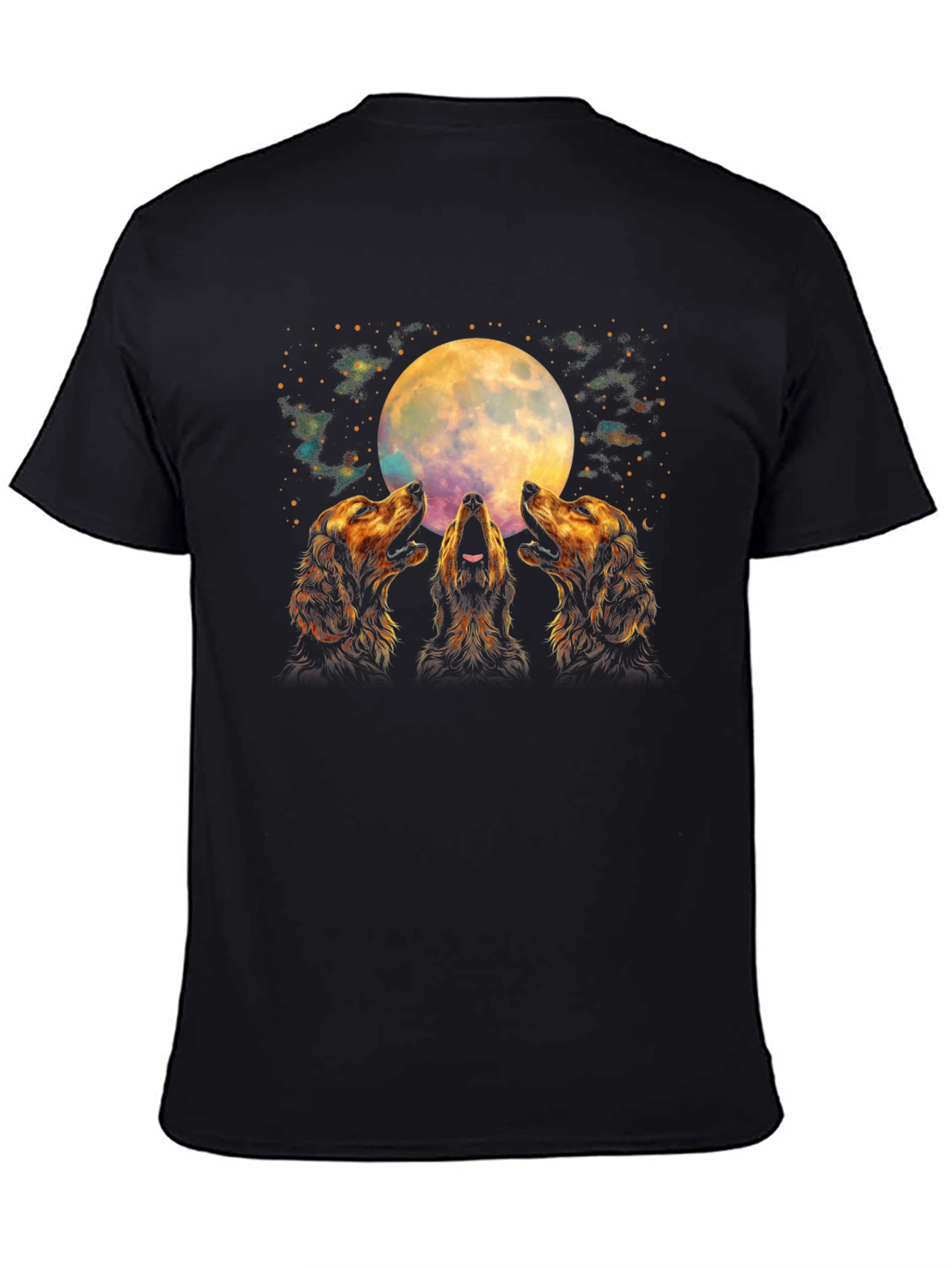Howling Dogs Moon T-Shirt - Black Graphic Tee