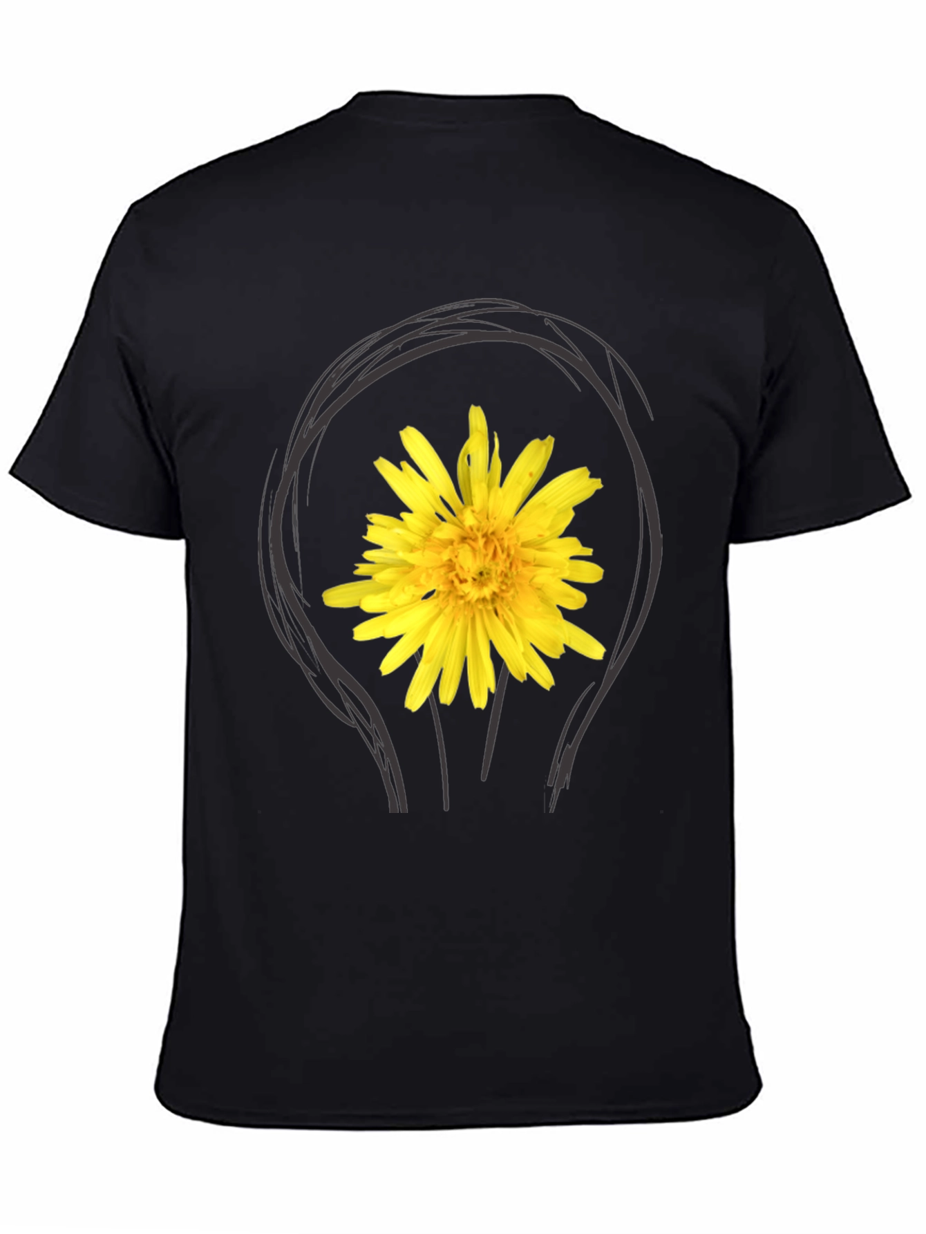 Dandelion Bulb Tee - Black Cotton Graphic T-Shirt
