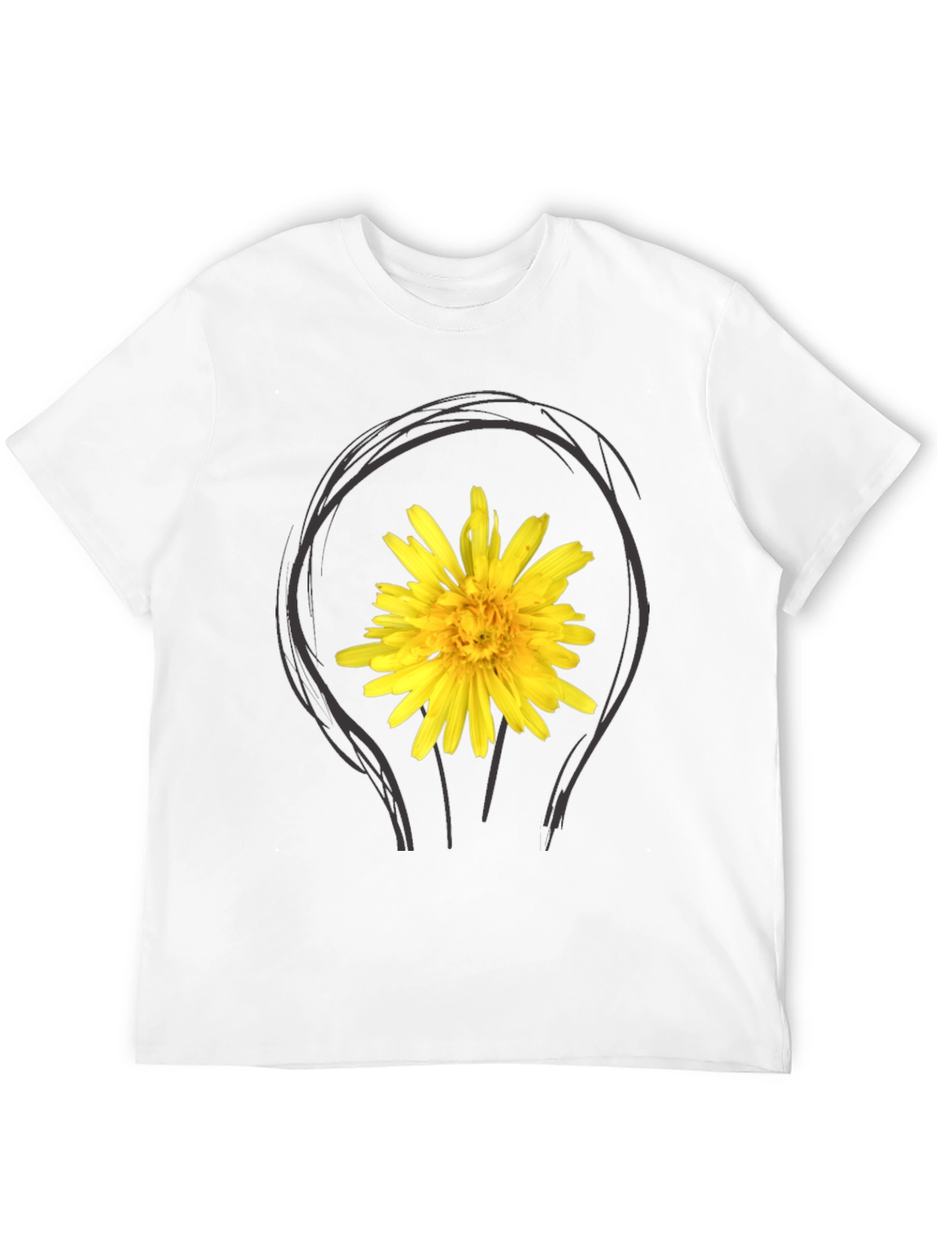 Dandelion Bulb Tee - Black Cotton Graphic T-Shirt