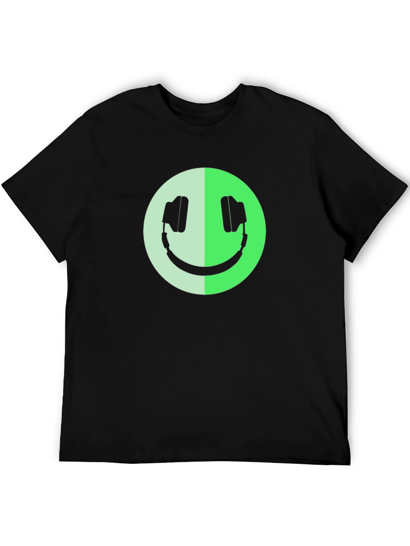 Headphone Smiley Face T-Shirt - Black