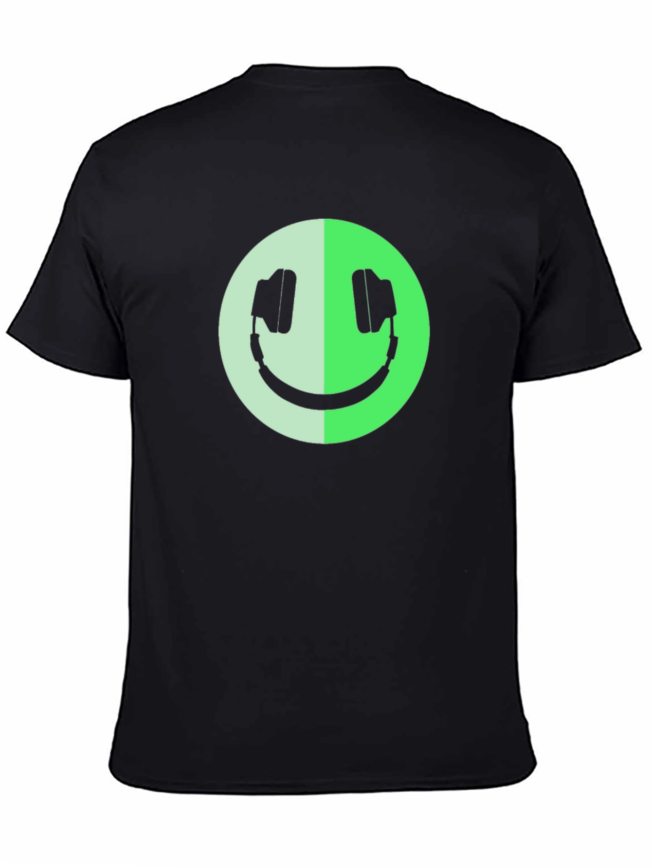 Headphone Smiley Face T-Shirt - Black