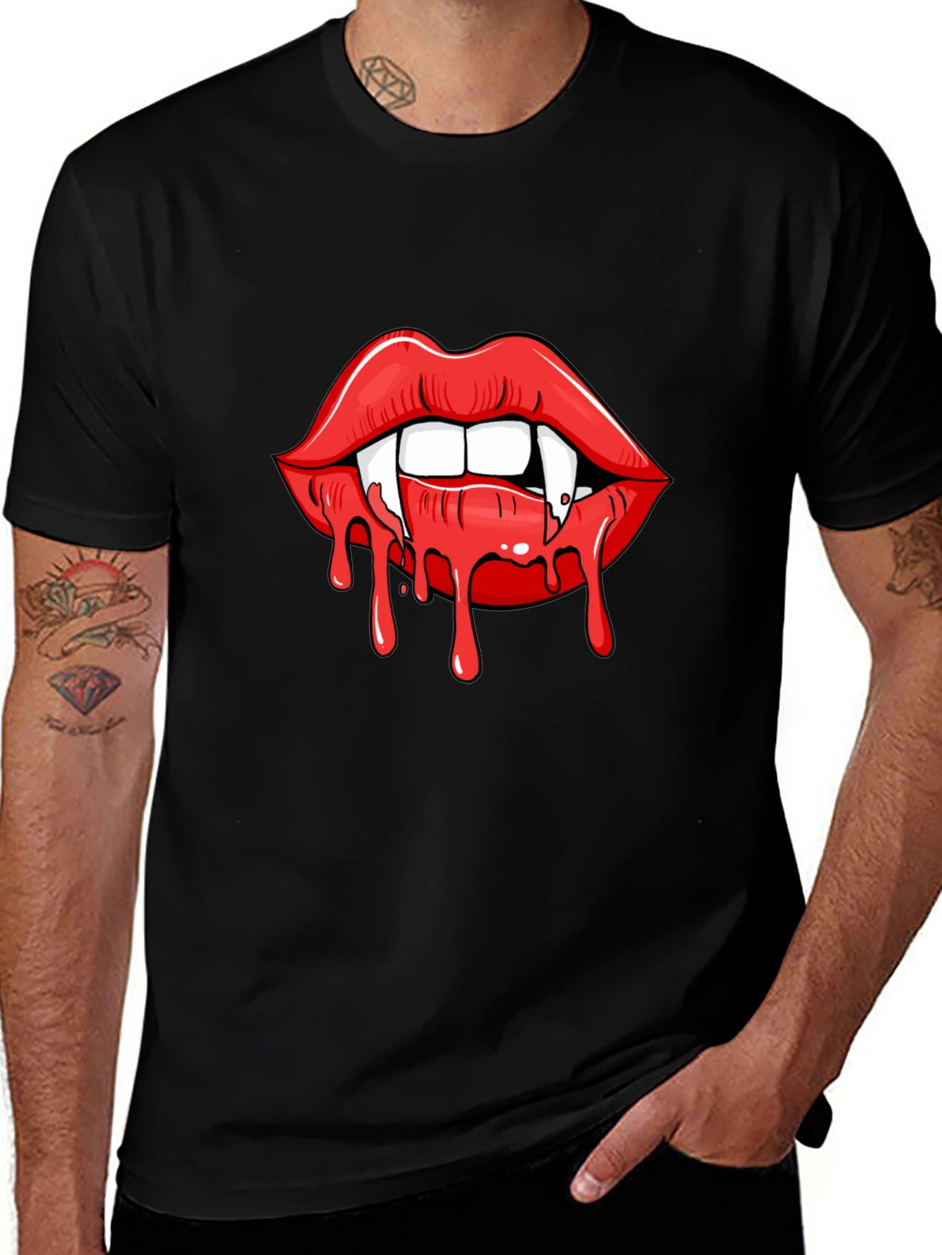 Vampire Lips Graphic Tee - Halloween T-Shirt