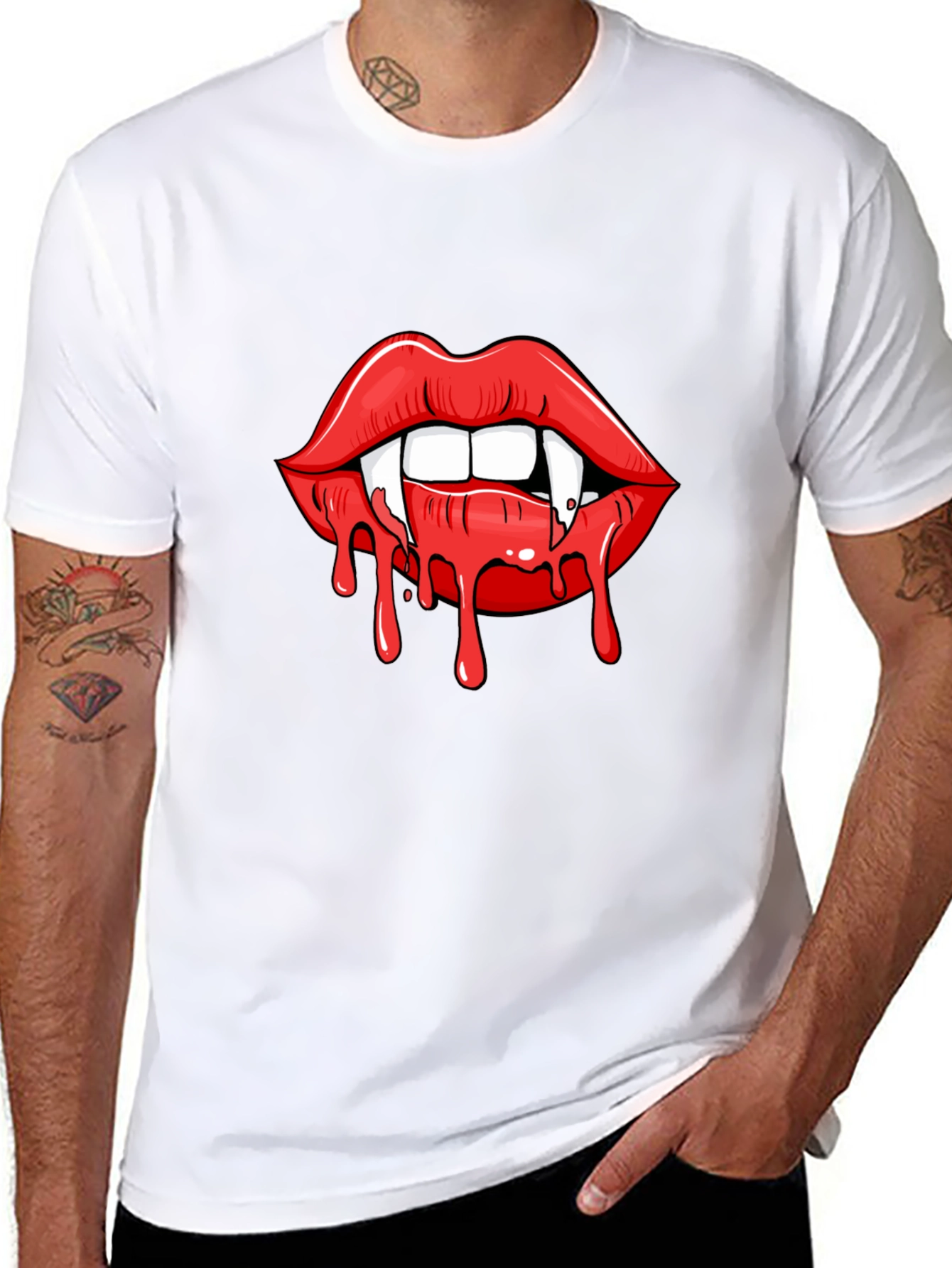 Vampire Lips Graphic Tee - Halloween T-Shirt