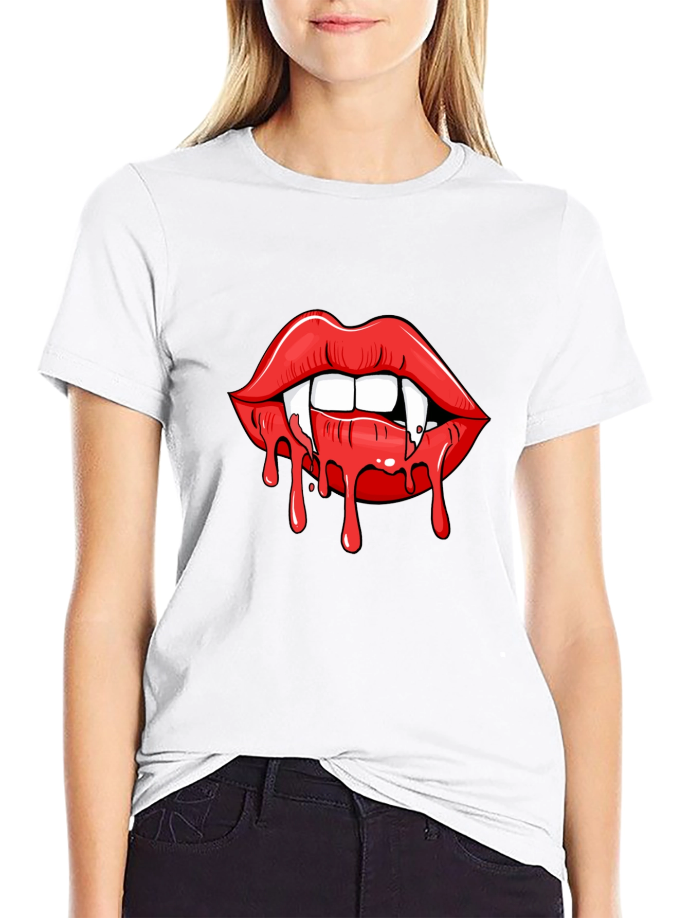 Vampire Lips Graphic Tee - Halloween T-Shirt