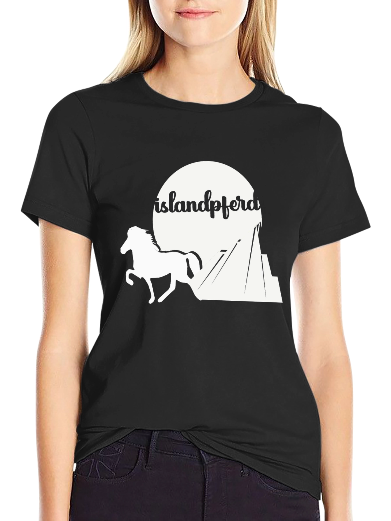 Islandpferd Black T-Shirt Horse Iceland Equestrian