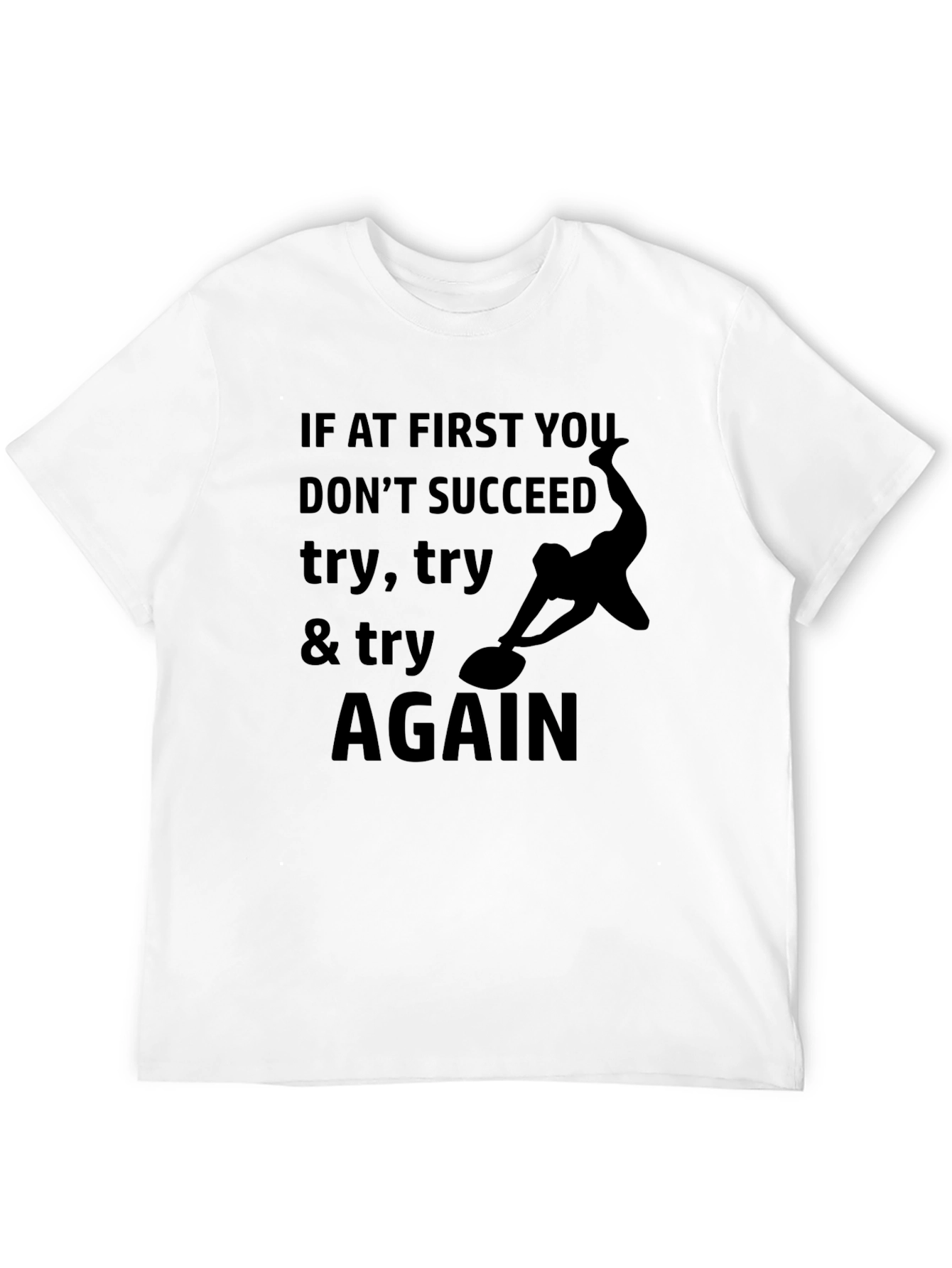 Try Again Black Graphic Tee - Inspirational Print