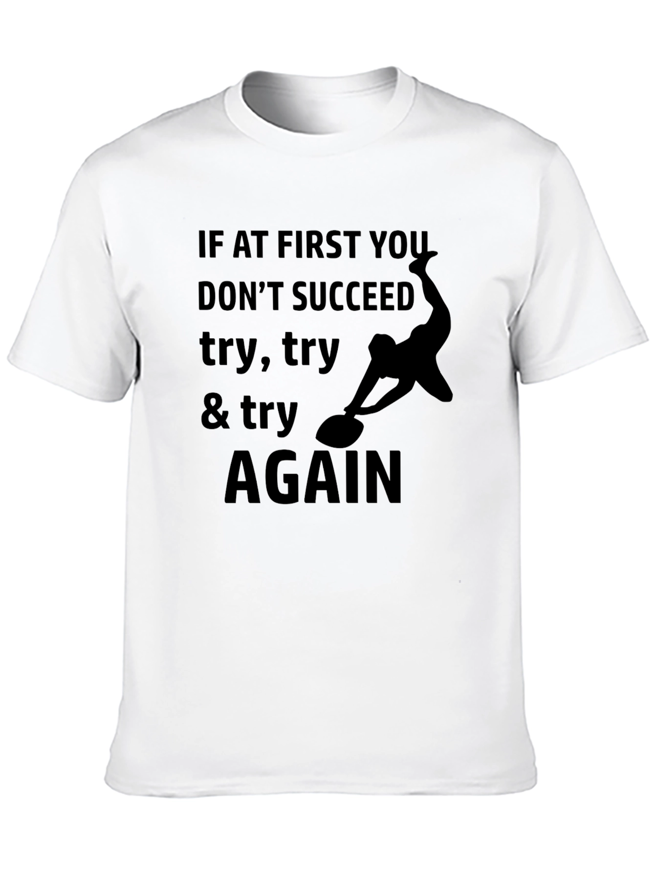 Try Again Black Graphic Tee - Inspirational Print