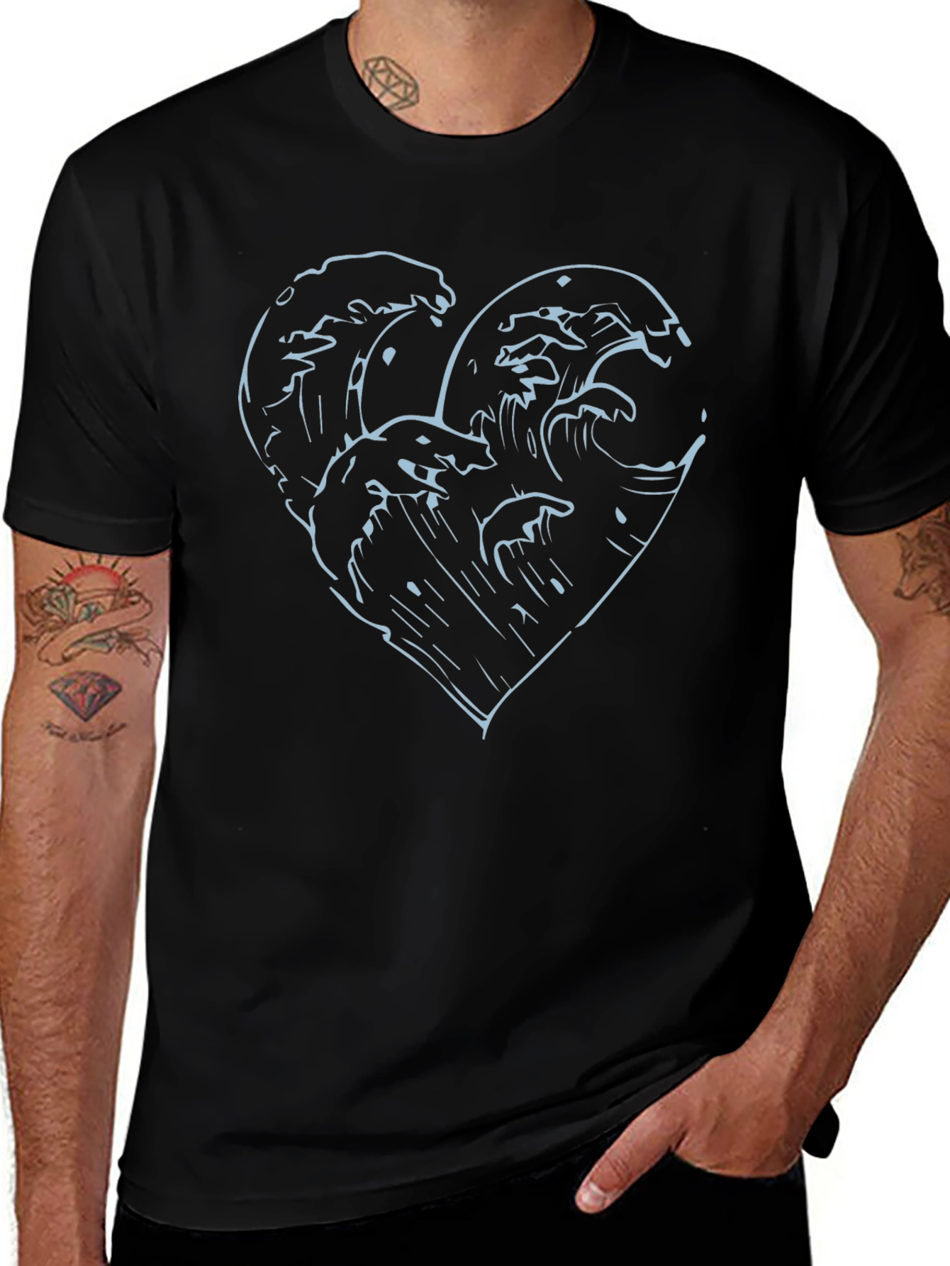 Wave Heart Graphic Tee - Stylish Casual Wear