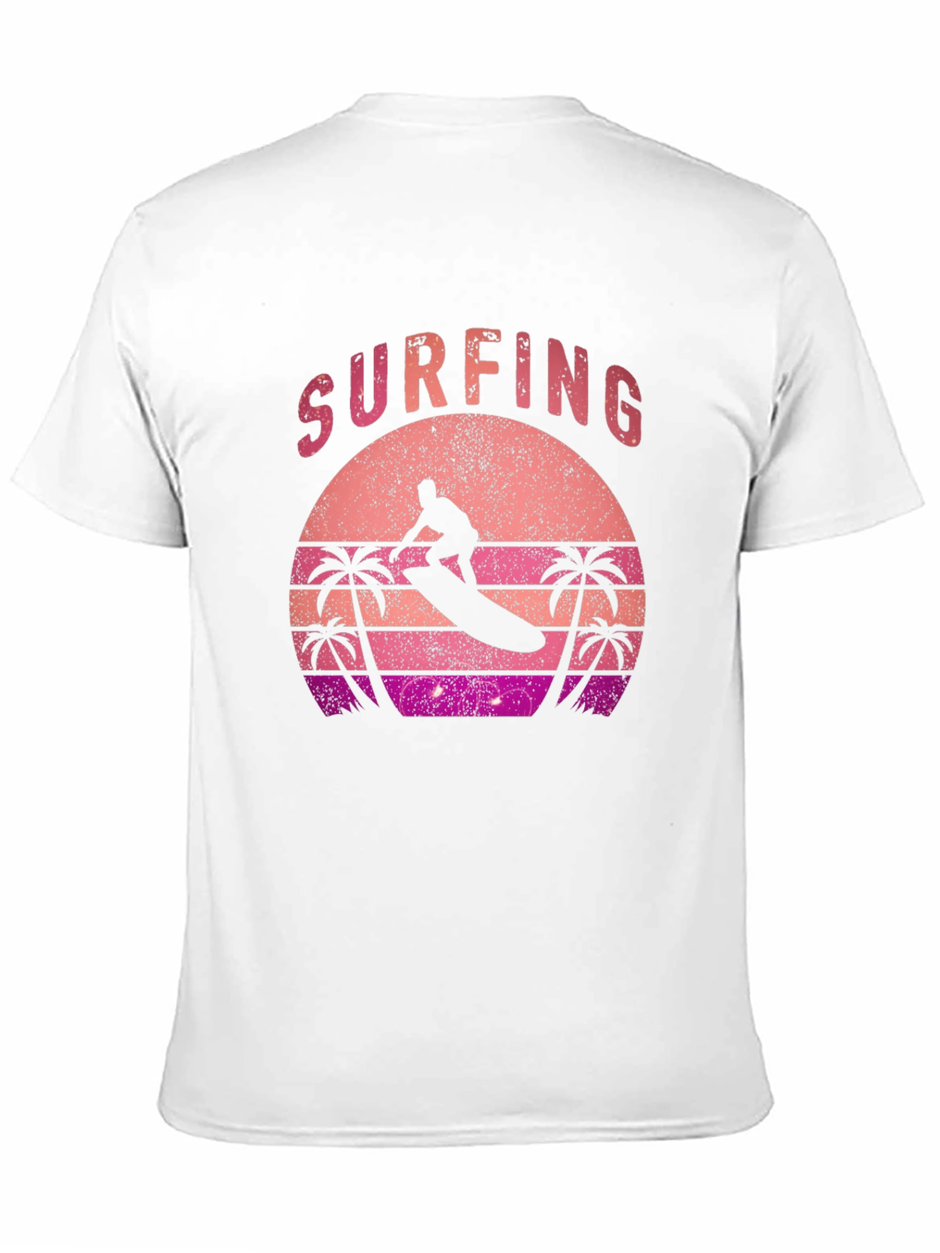 Retro Surfing Sunset Graphic Tee - Black Cotton T-Shirt