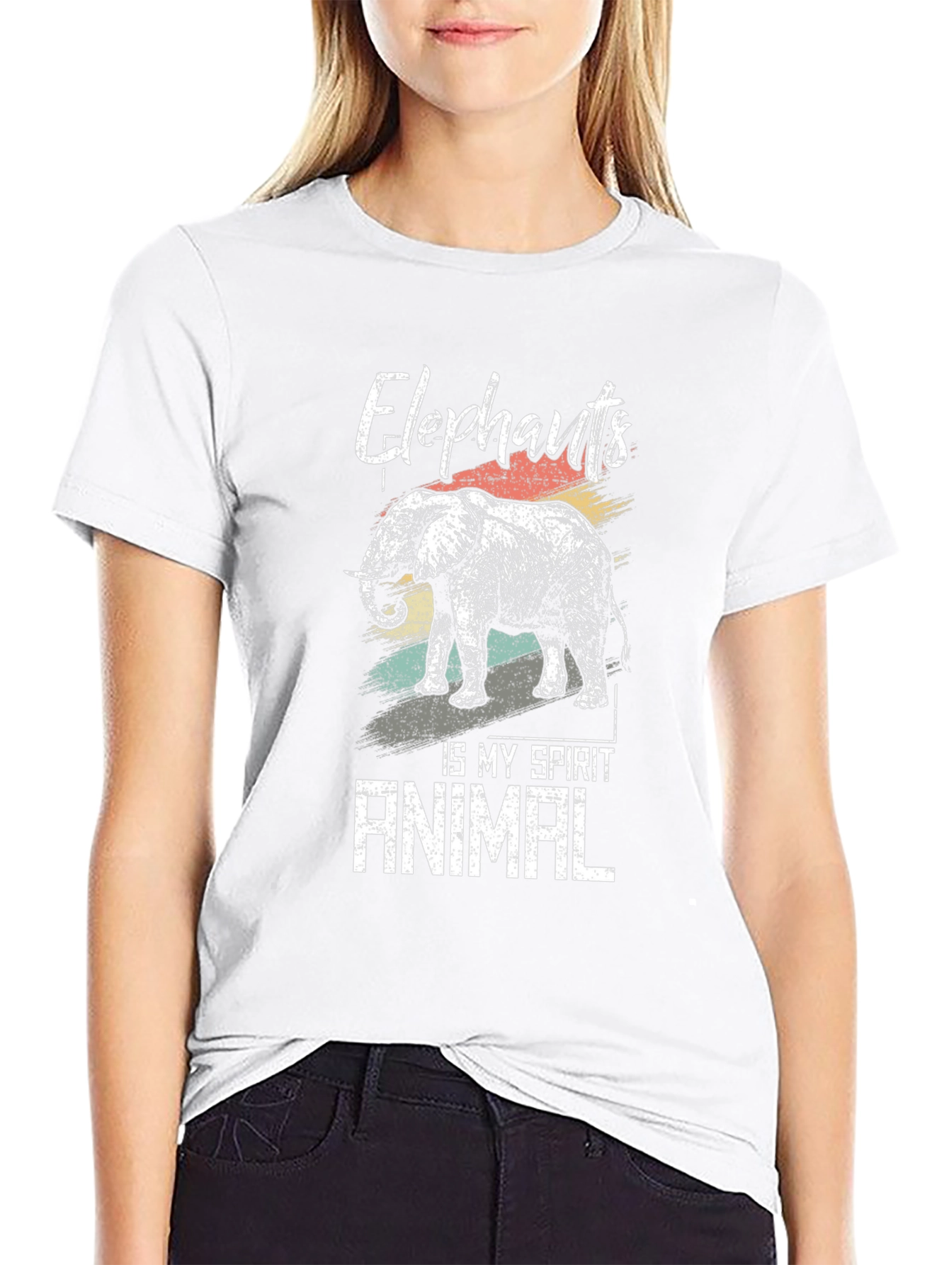Elephant Spirit Animal Graphic Tee - Black Cotton T-Shirt