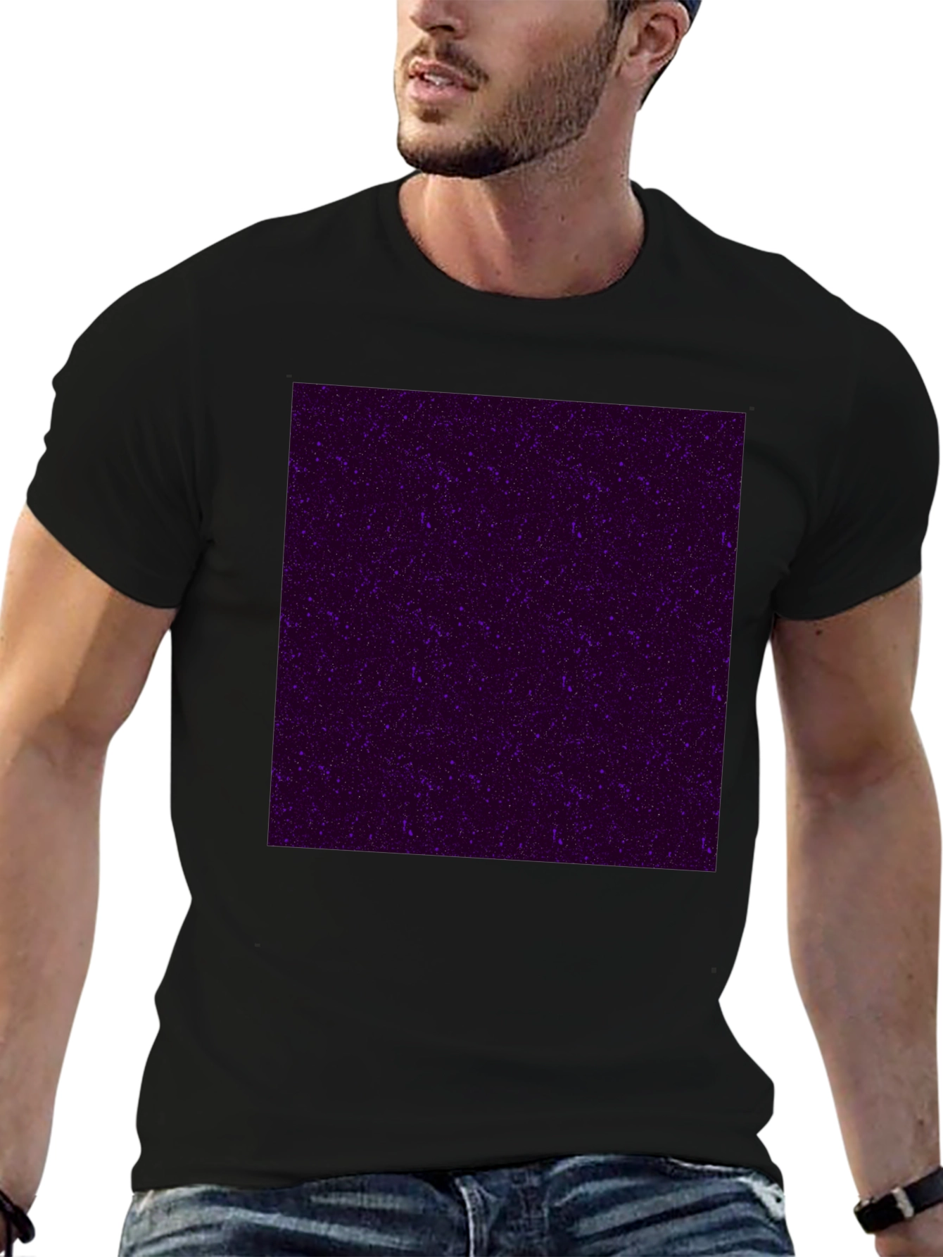 Galaxy Print Black Crew Neck T-Shirt