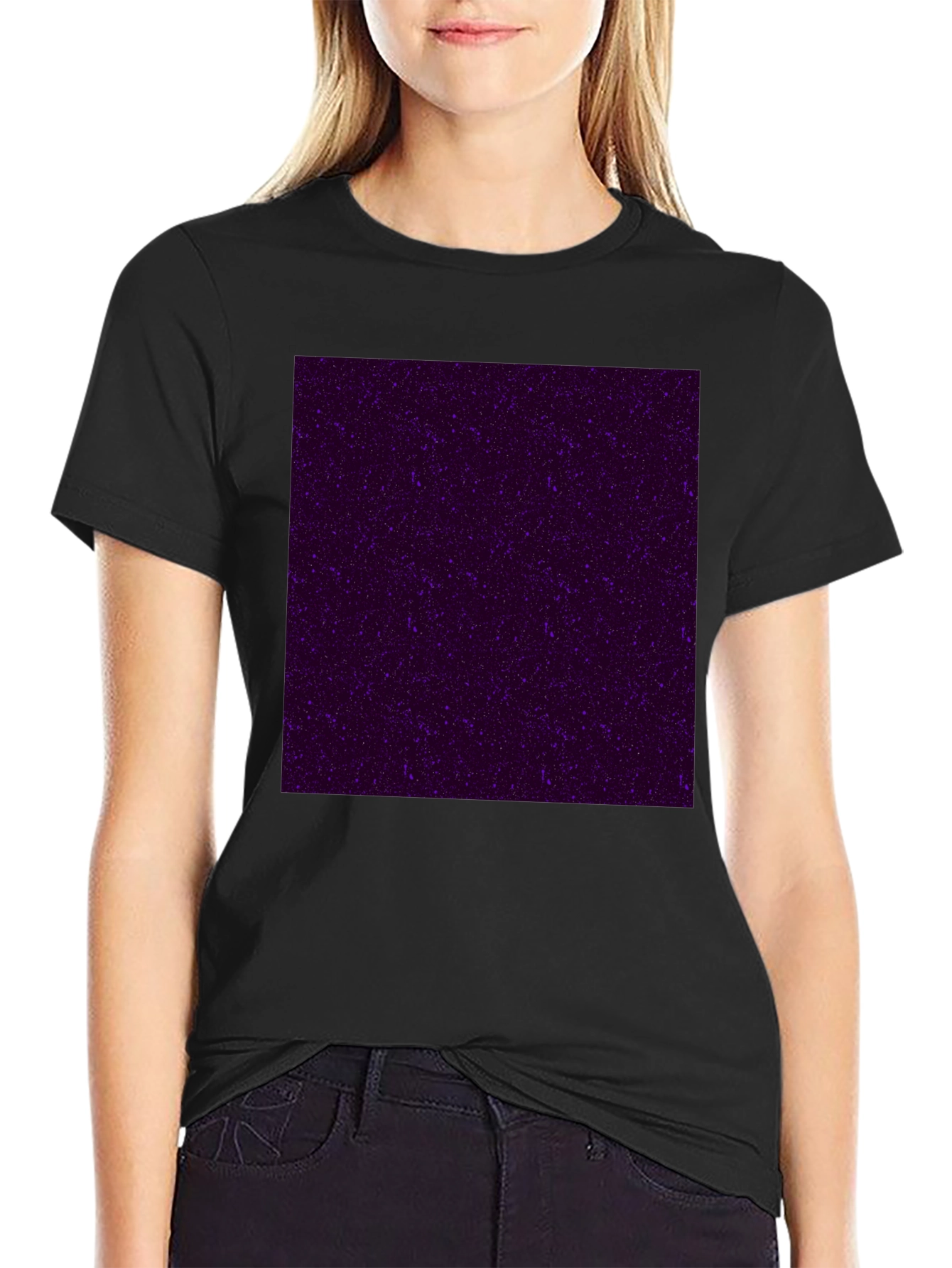 Galaxy Print Black Crew Neck T-Shirt