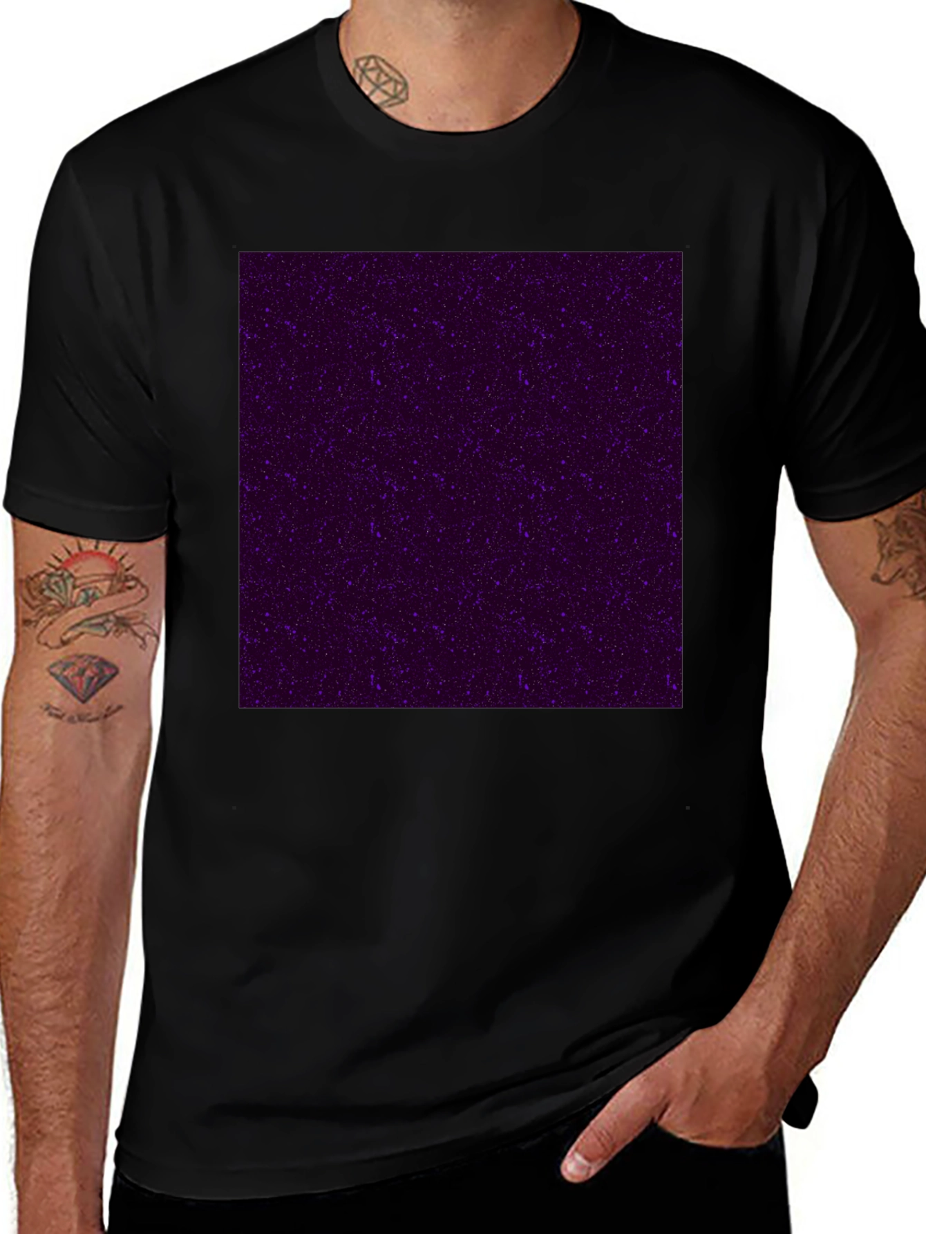Galaxy Print Black Crew Neck T-Shirt