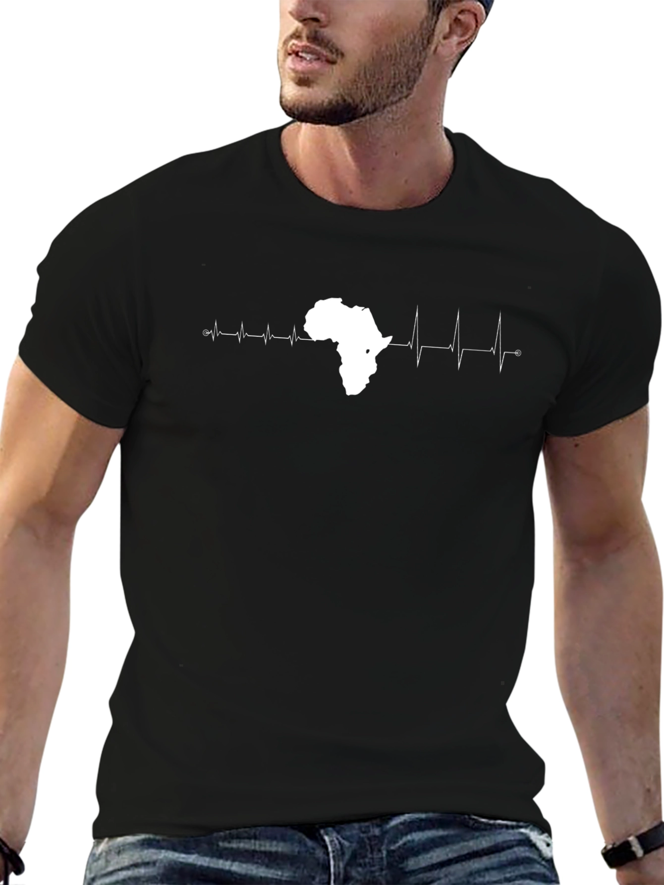 Africa Heartbeat T-Shirt - Black Cotton Tee