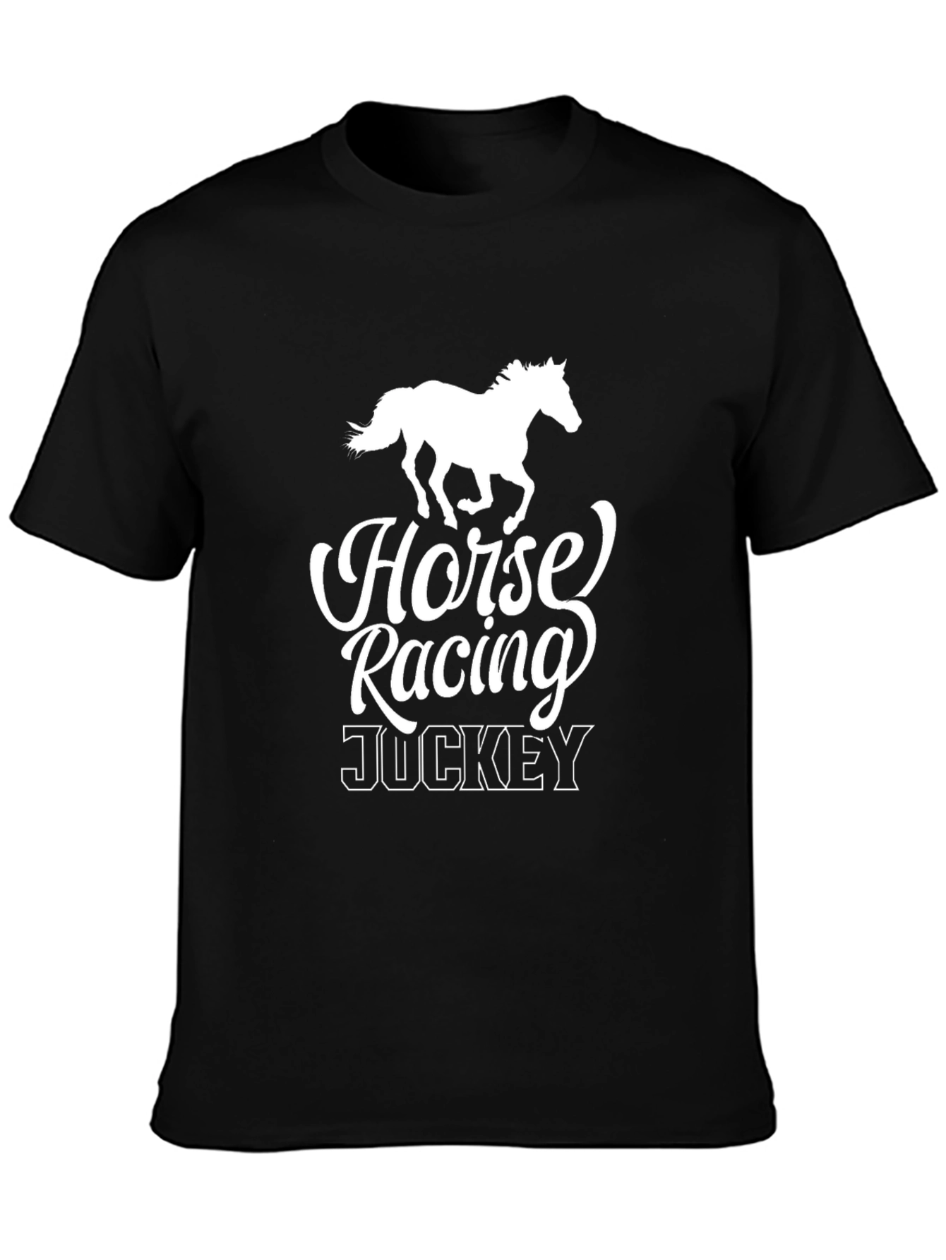 Horse Racing Jockey T-Shirt Black Cotton