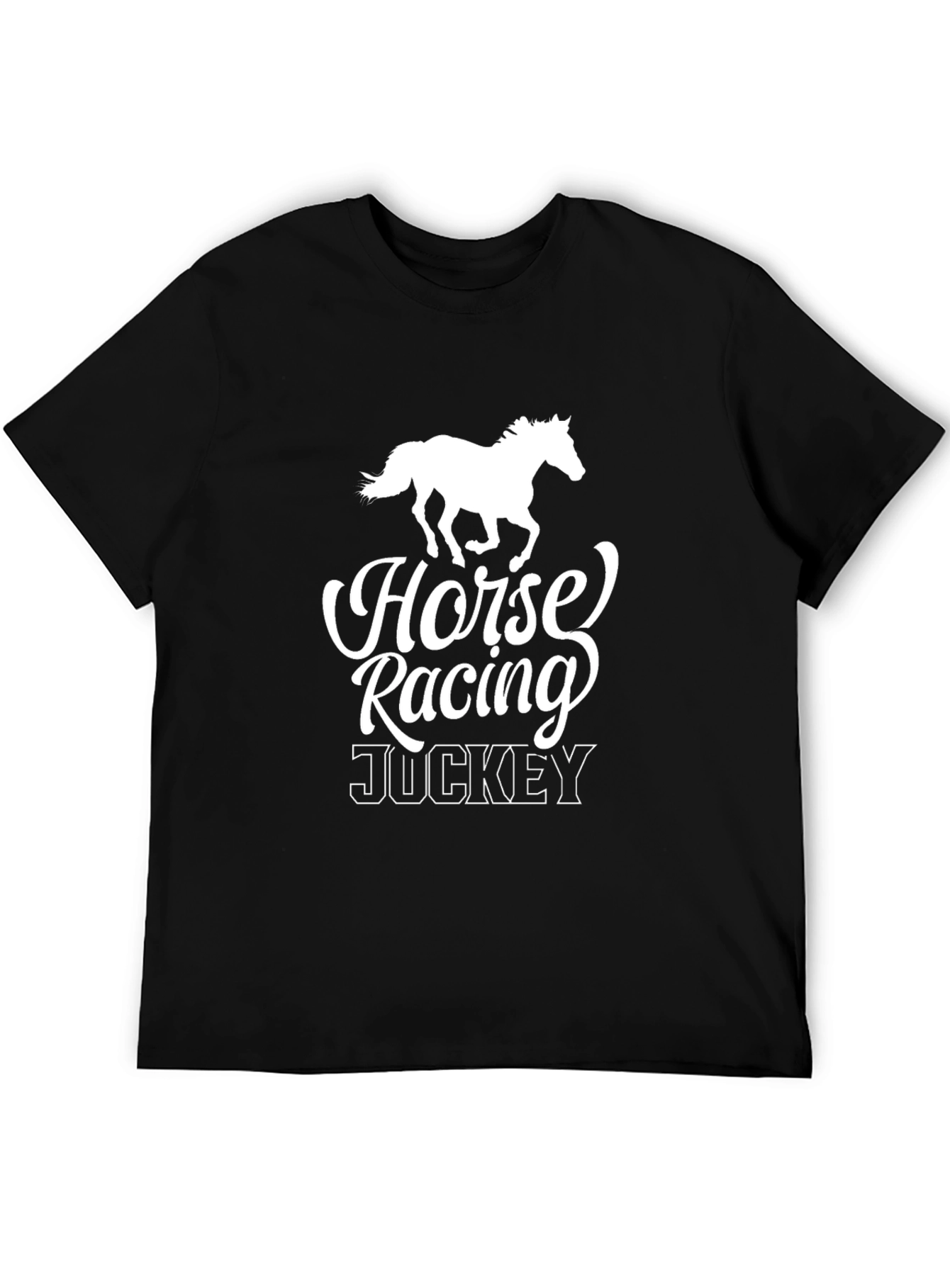Horse Racing Jockey T-Shirt Black Cotton