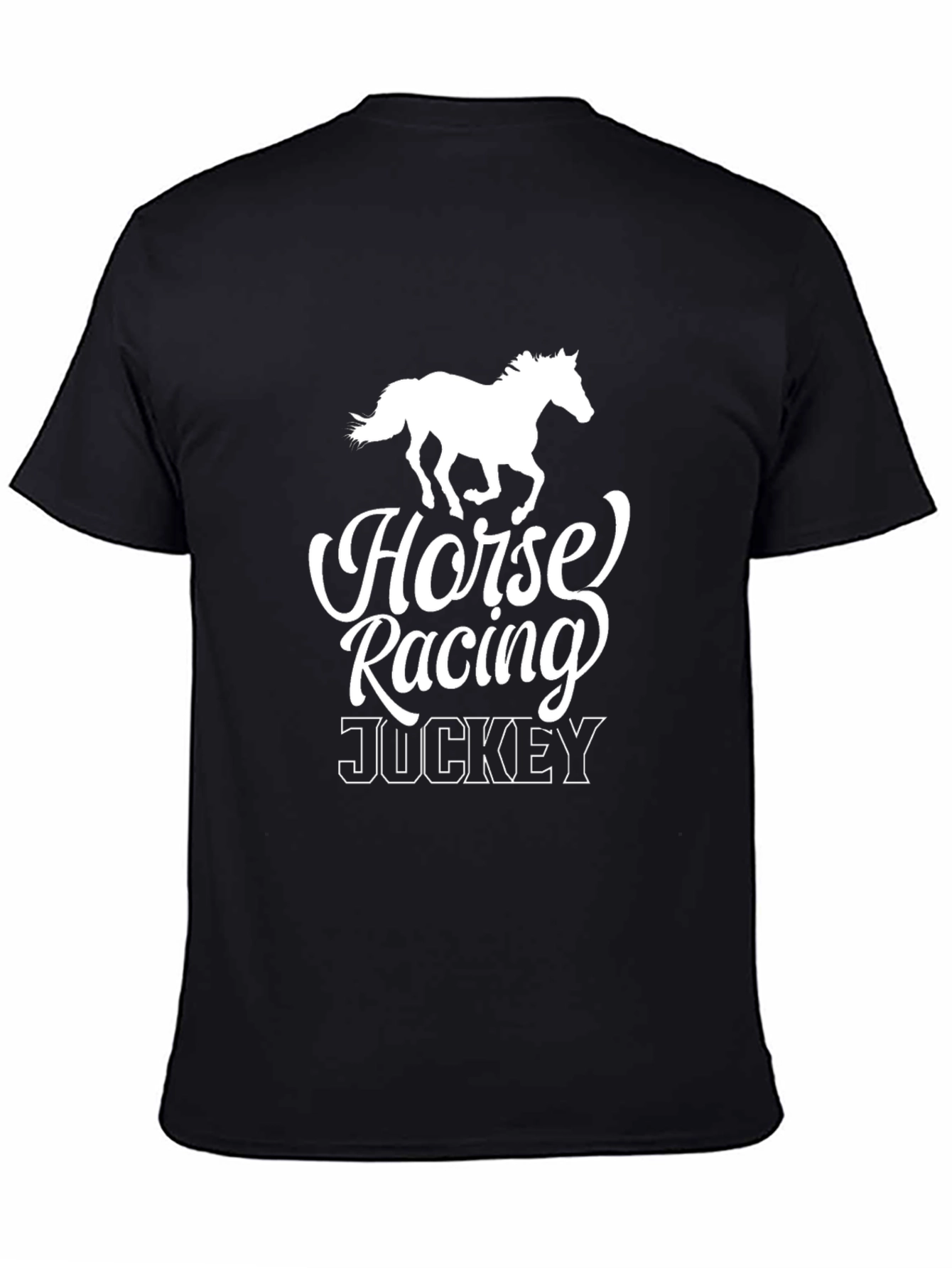 Horse Racing Jockey T-Shirt Black Cotton