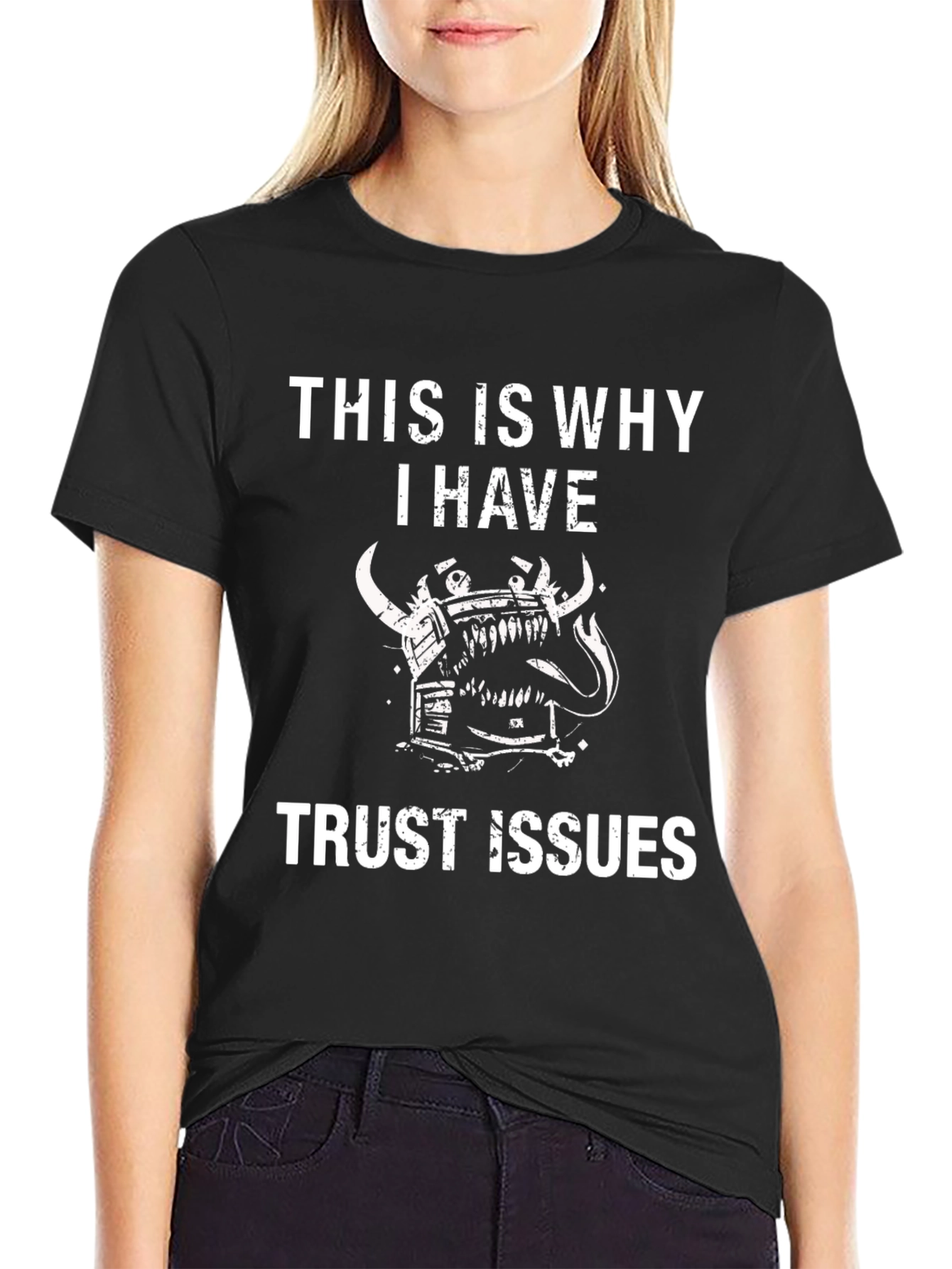 Trust Issues Graphic Tee - Black Crew Neck T-Shirt