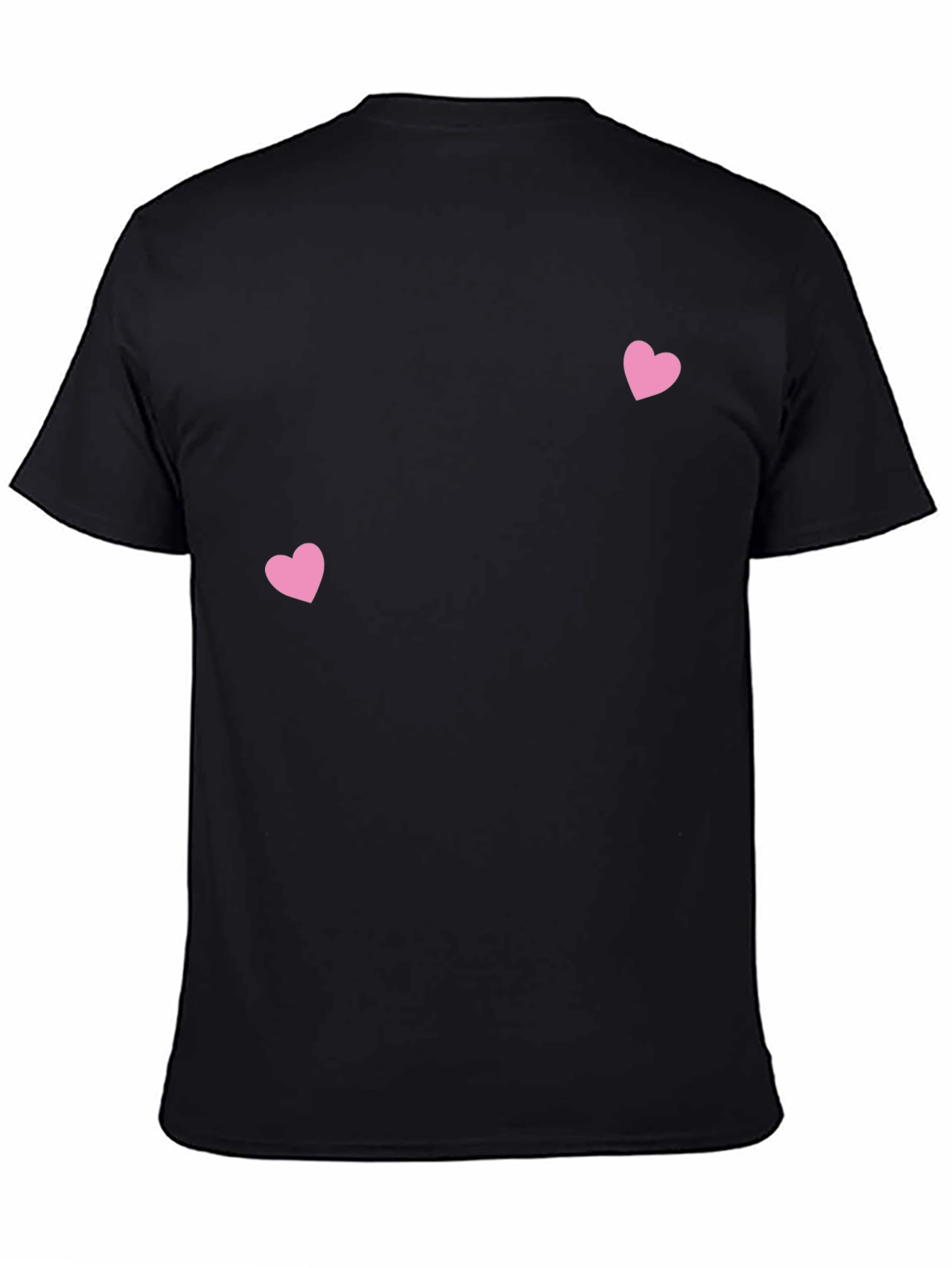 Mens Black T-Shirt with Pink Hearts
