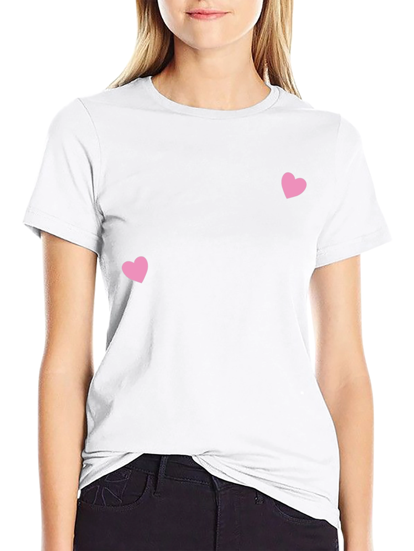 Mens Black T-Shirt with Pink Hearts