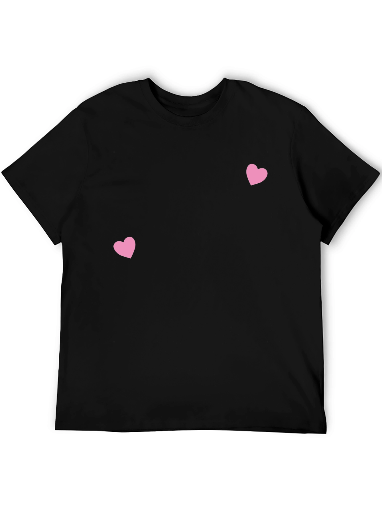 Mens Black T-Shirt with Pink Hearts