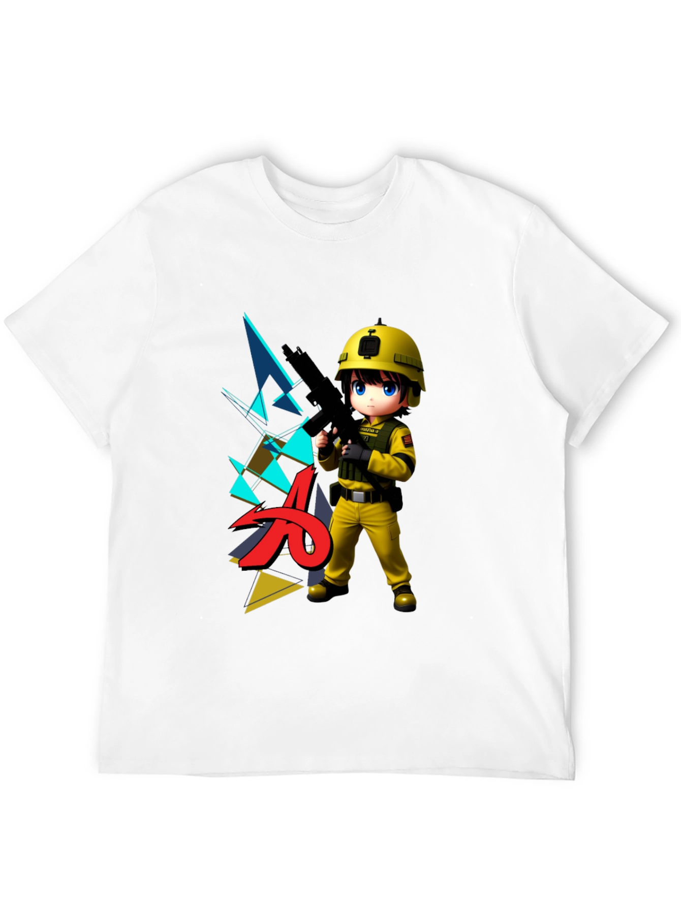 Anime Soldier Graphic Black T-Shirt