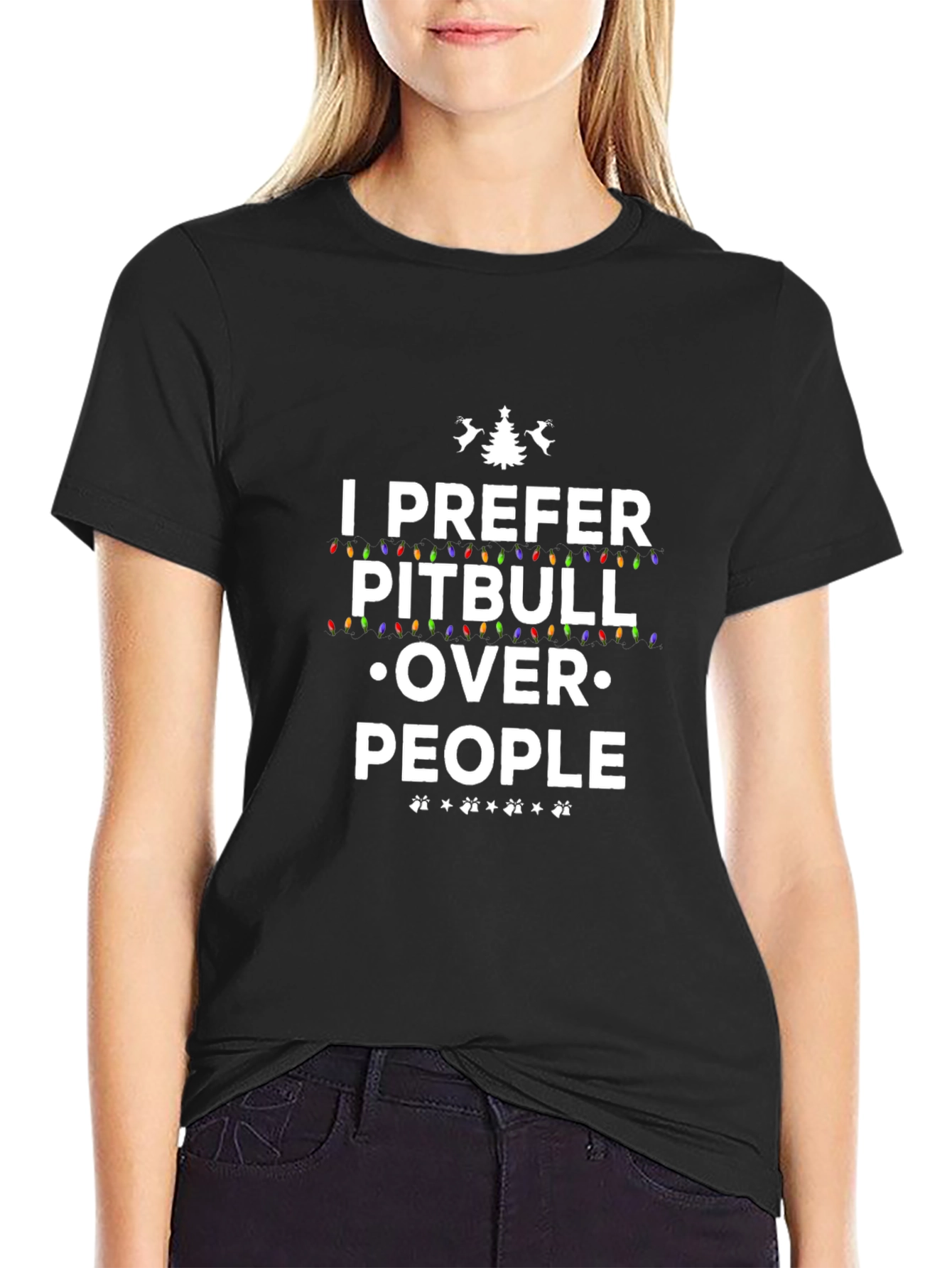 I Prefer Pitbull Over People Black Tee