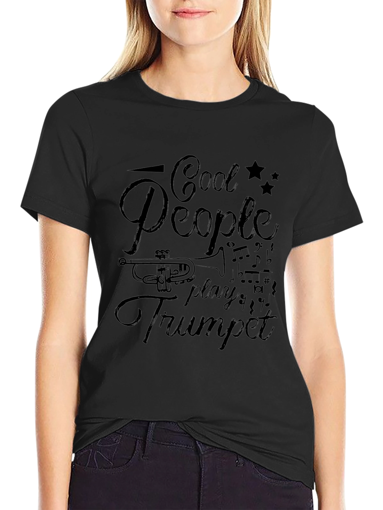 Cool People Play Trumpet Black Graphic T-Shirt