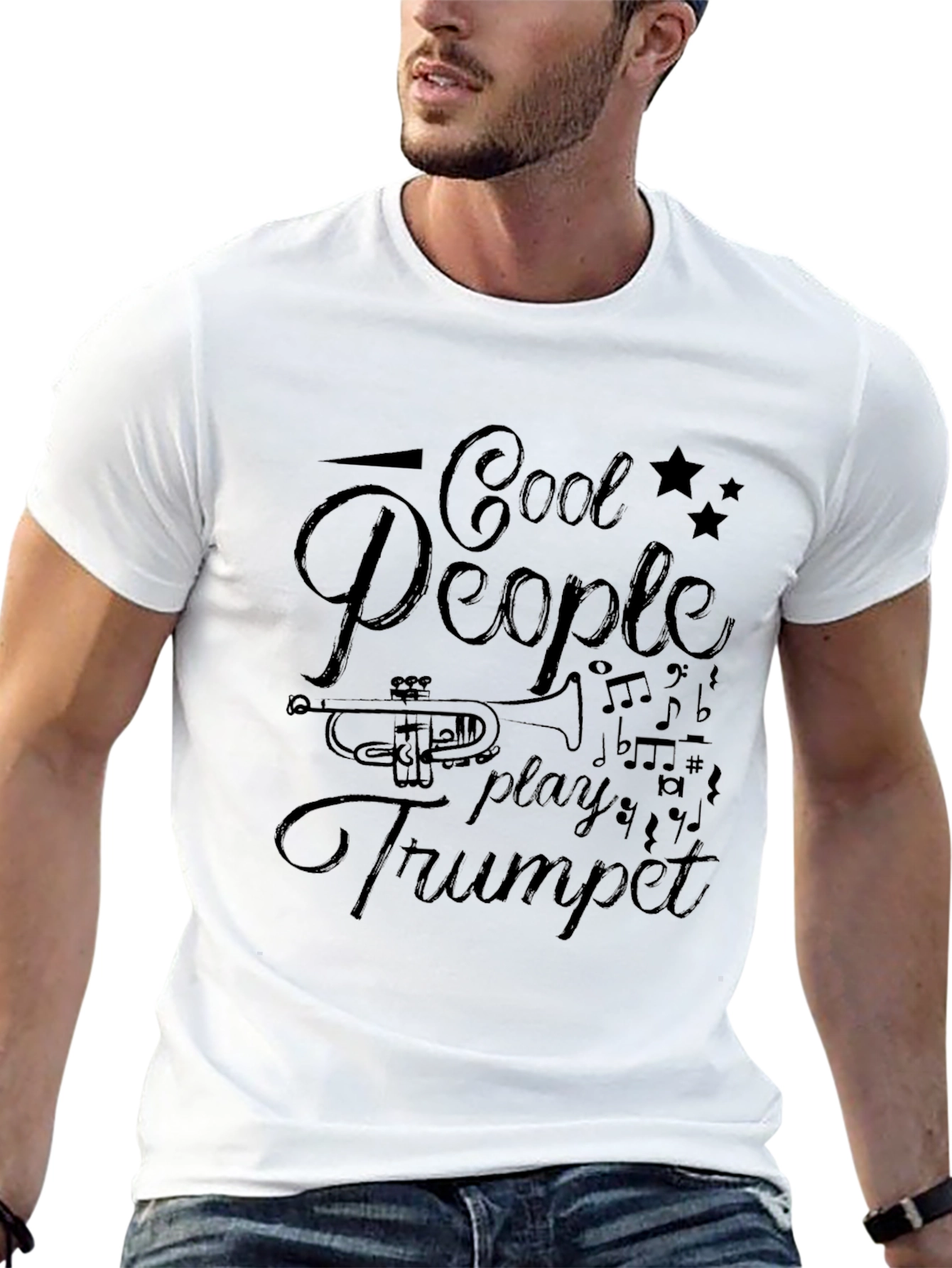 Cool People Play Trumpet Black Graphic T-Shirt