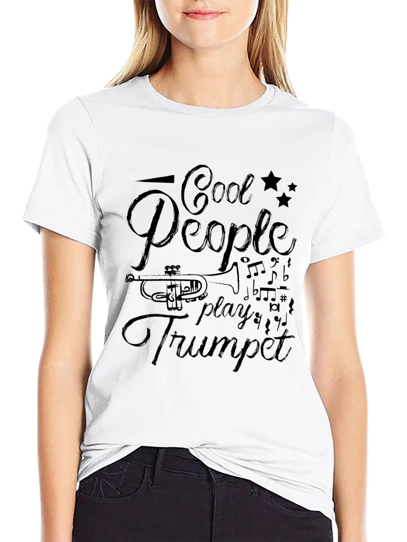 Cool People Play Trumpet Black Graphic T-Shirt