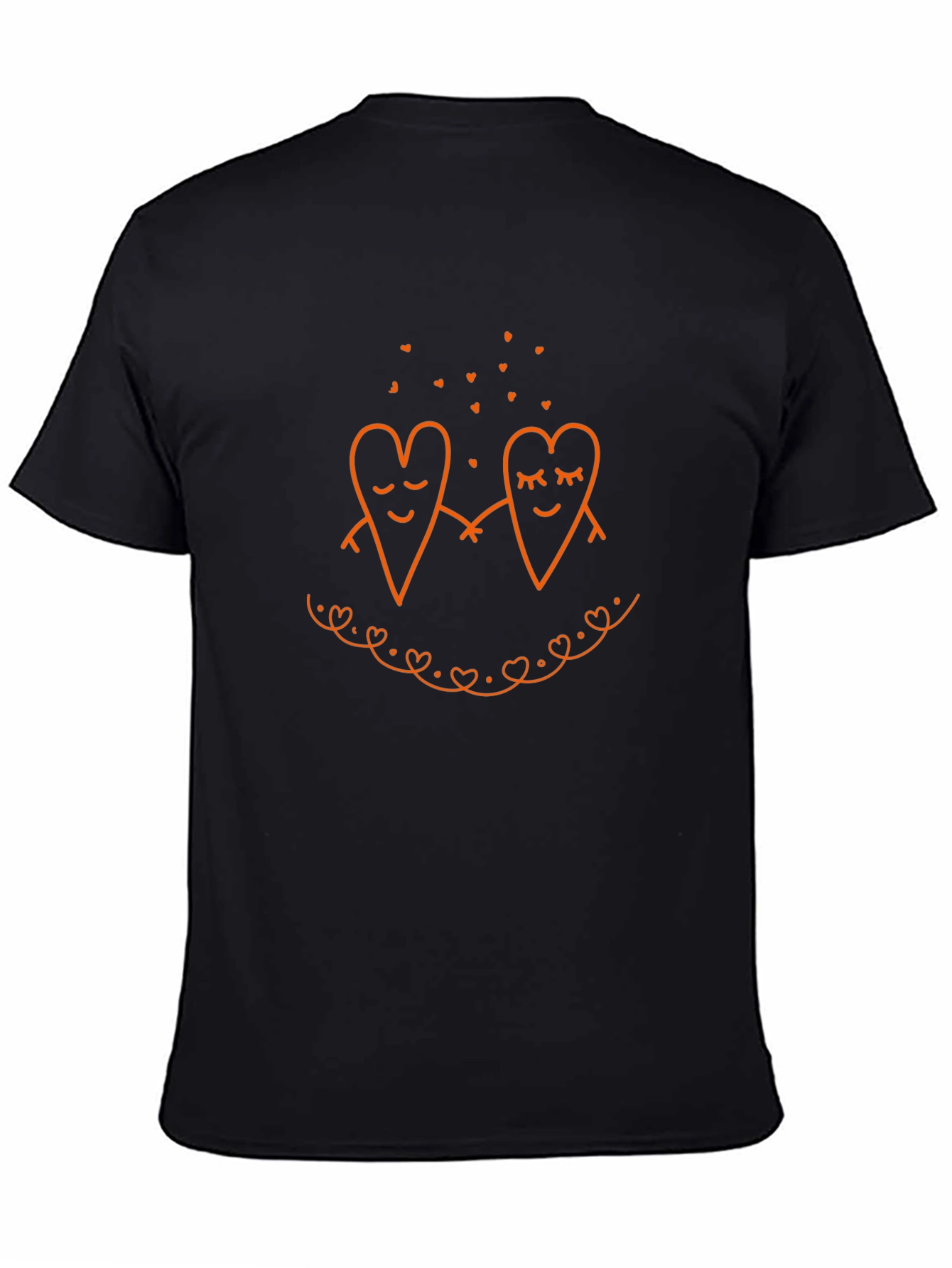Heart Cartoon T-Shirt Black Casual Tee