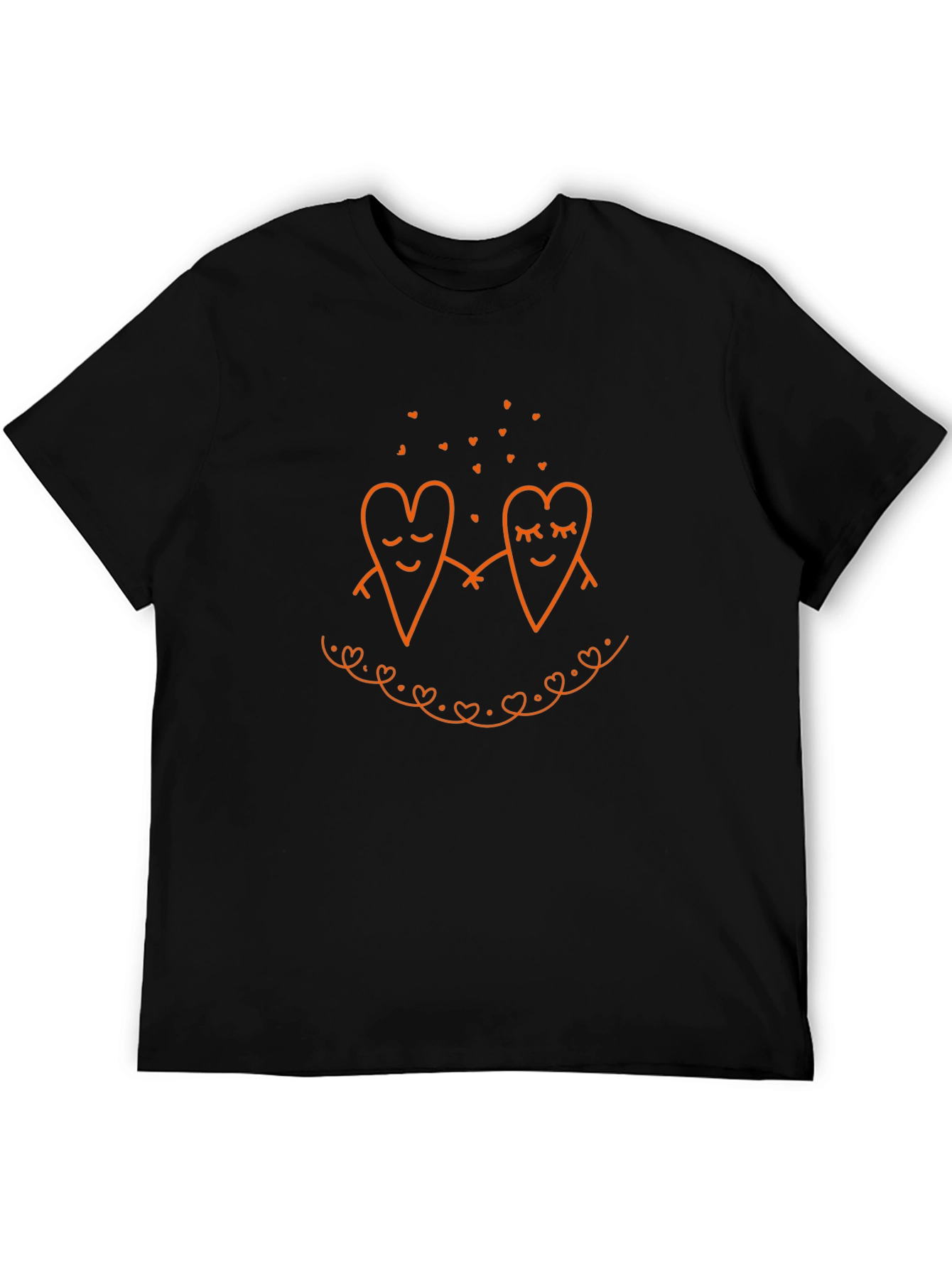 Heart Cartoon T-Shirt Black Casual Tee