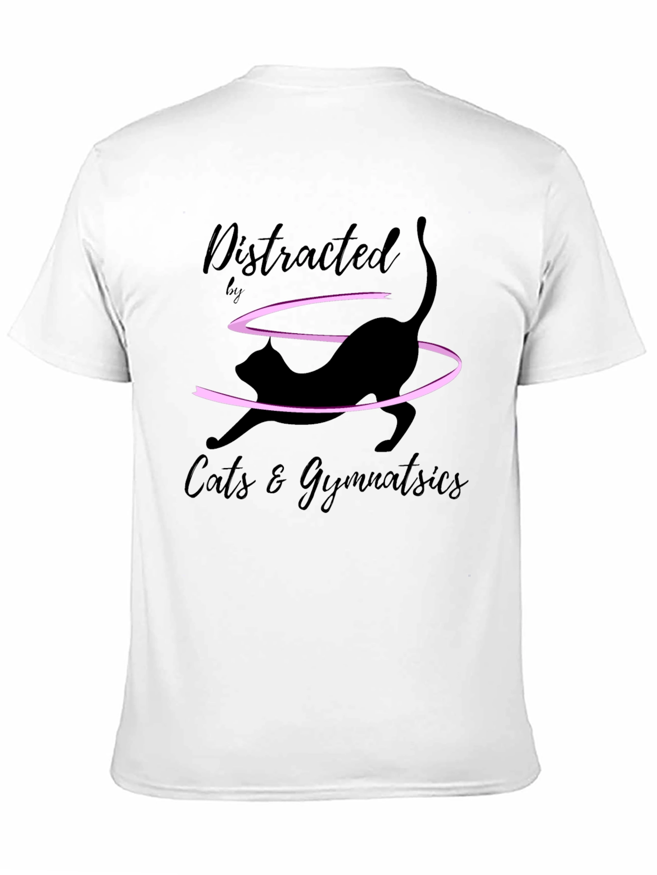 Distracted by Cats & Gymnastics Black T-Shirt