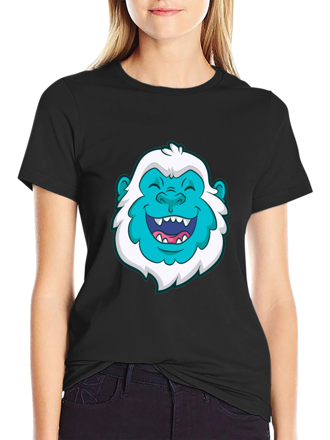 Fun Bigfoot Graphic Tee - Black Cotton T-Shirt