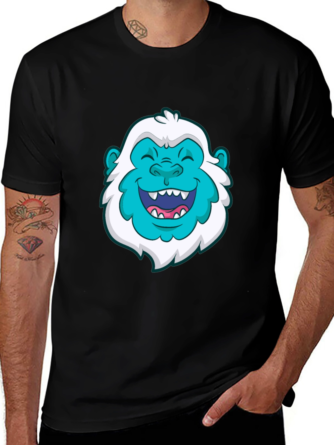 Fun Bigfoot Graphic Tee - Black Cotton T-Shirt