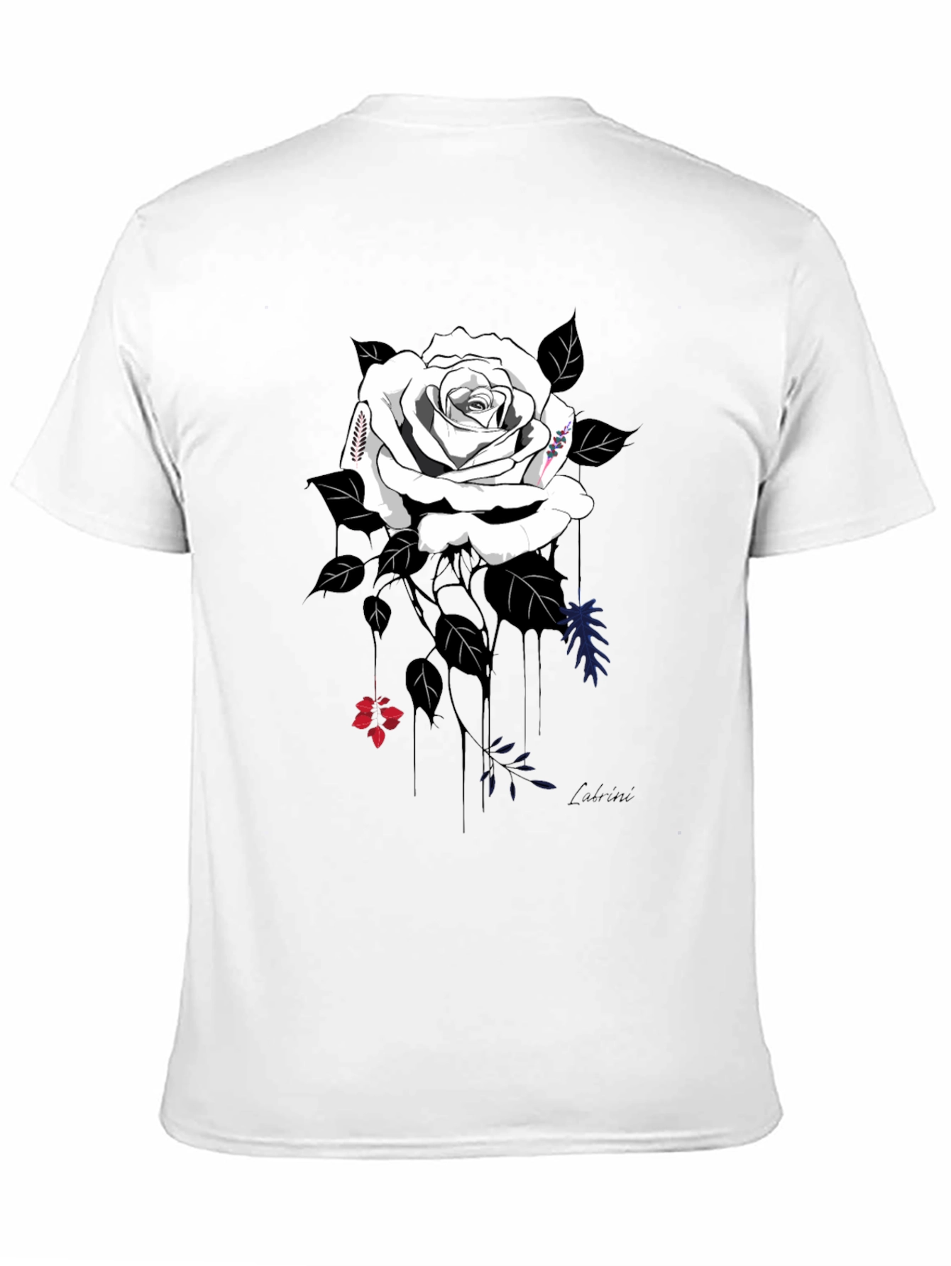 Elegant Rose Graphic Tee - Stylish Black Cotton Blend