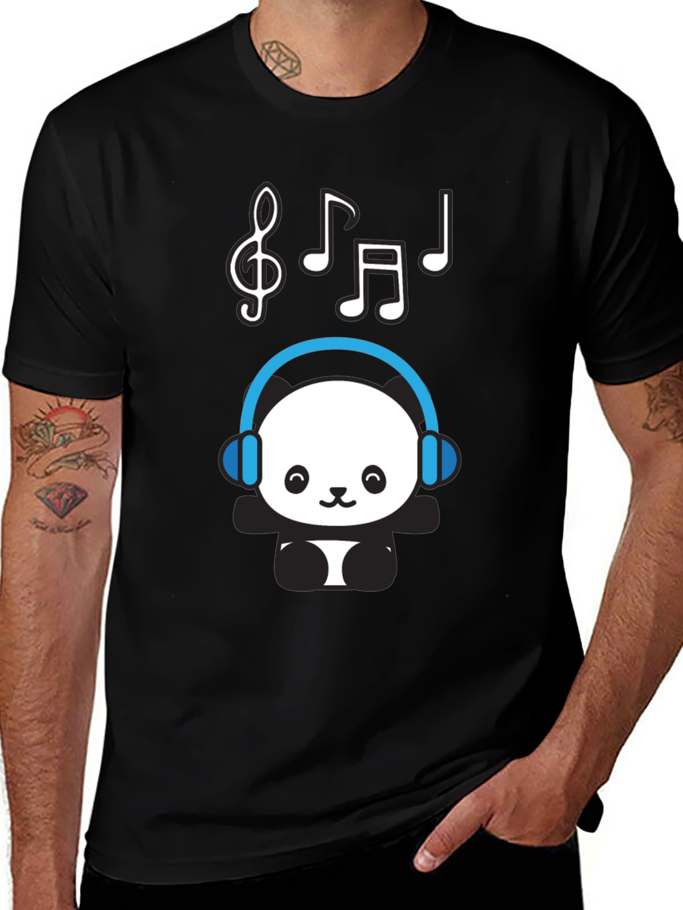 Panda DJ Black T-Shirt - Music Lover Tee