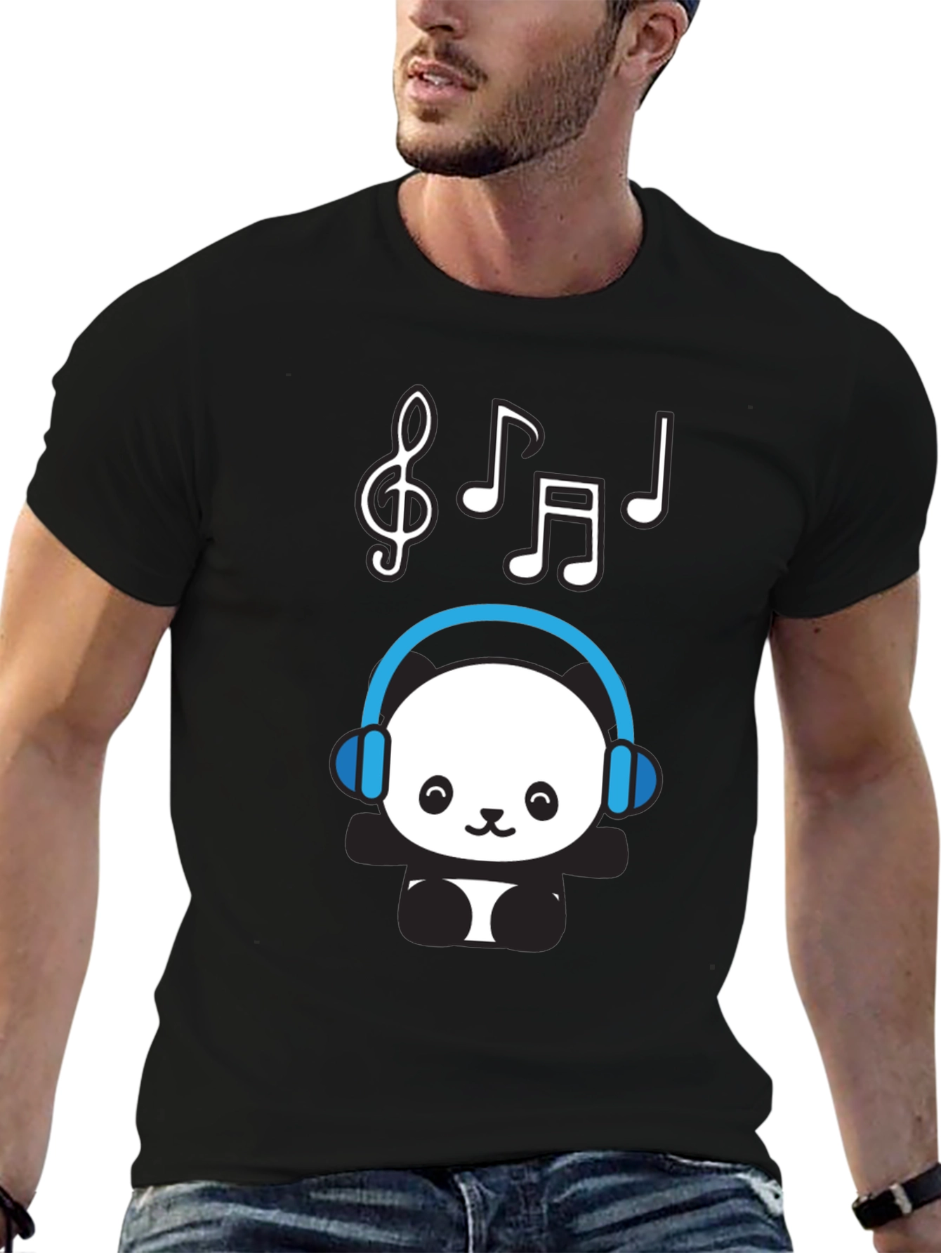 Panda DJ Black T-Shirt - Music Lover Tee