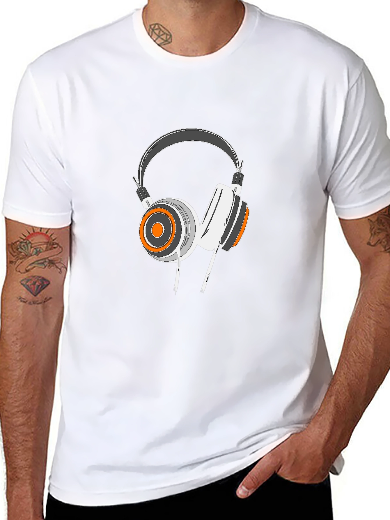 Cool Headphone Graphic Black T-Shirt